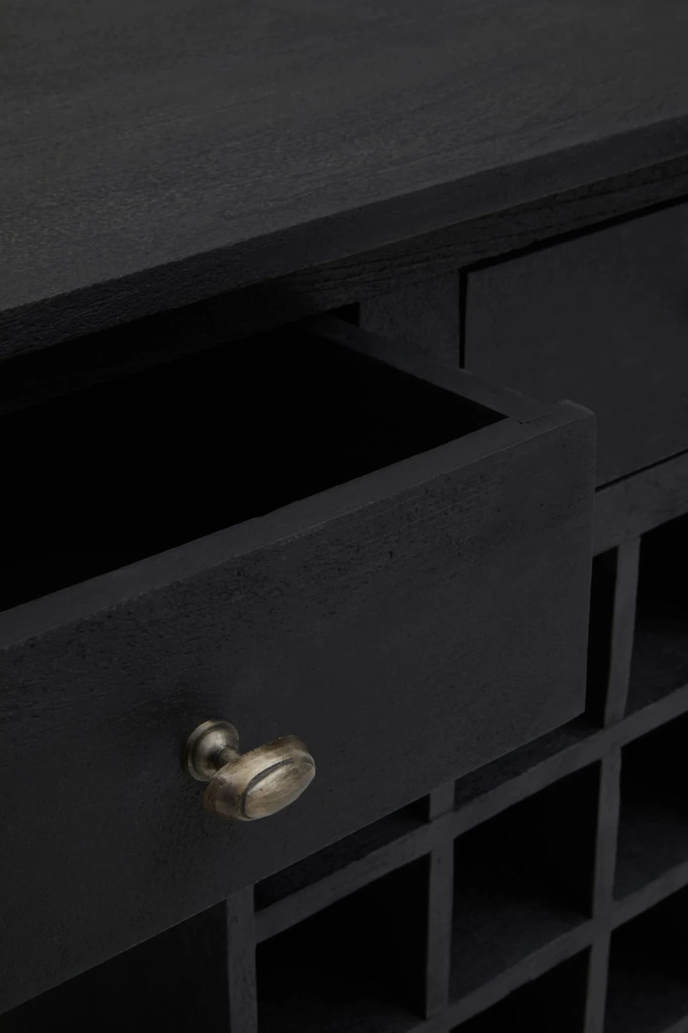 Fusion Black Mango Wood Console Table with Wine Storage - Tables, photo 6 of 8