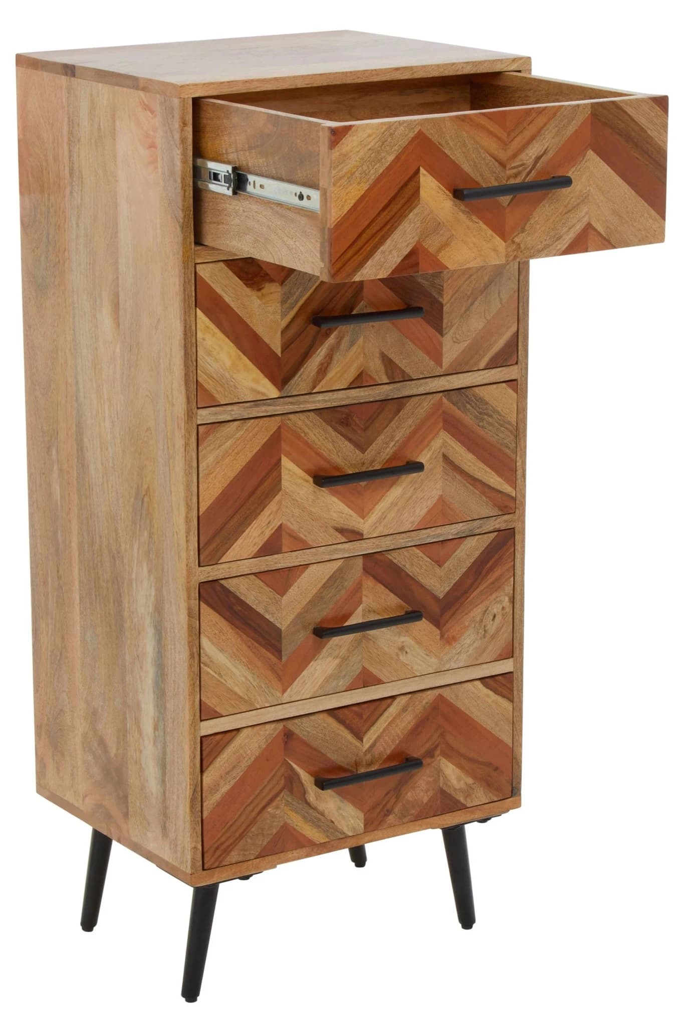Boho Mango Wood Chest of Five Drawers - Furniture, photo 4 of 8