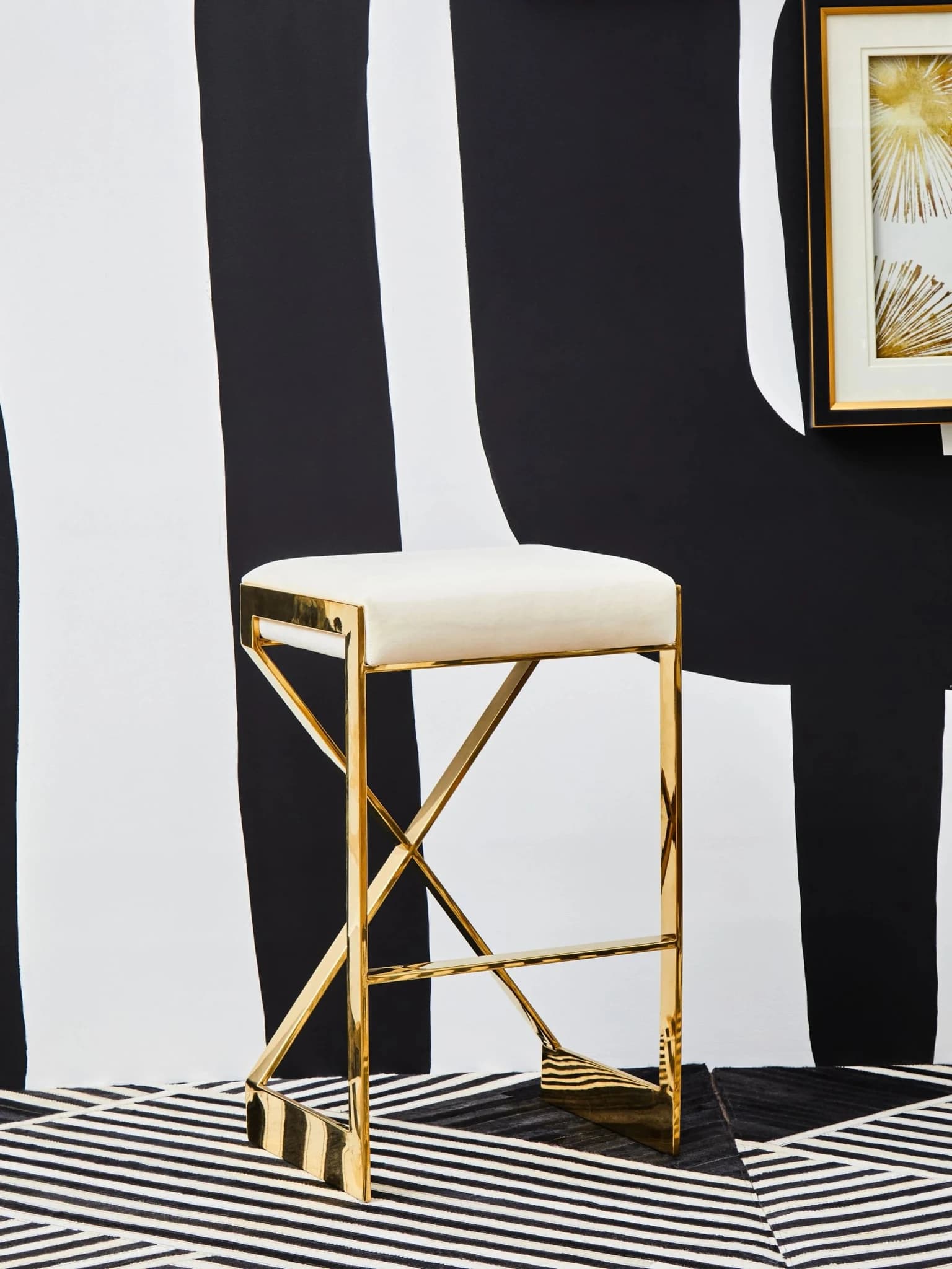 Azalea Ivory And Gold Finish Bar Stool - Seating, photo 7 of 8