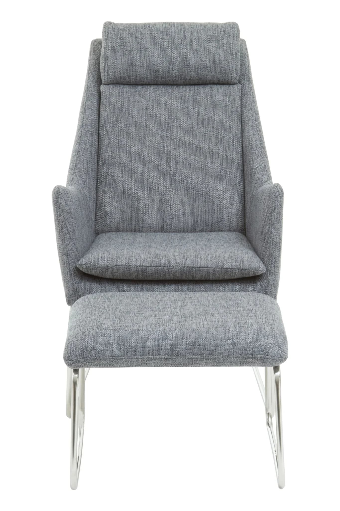 Azalea Grey Fabric Lounge Chair And Footstool Set - Seating, photo 5 of 8