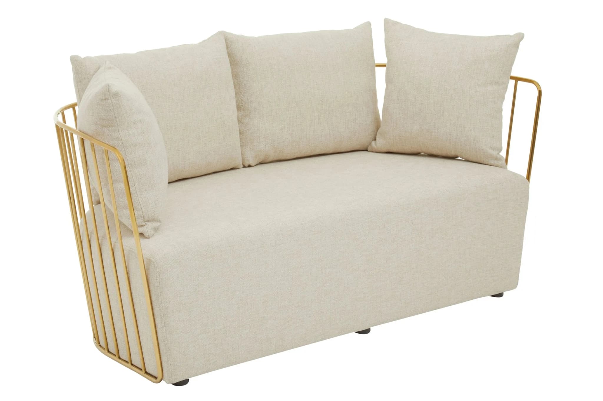 Azalea Natural Fabric and Gold Frame Two Seat Sofa - Seating, photo 4 of 8