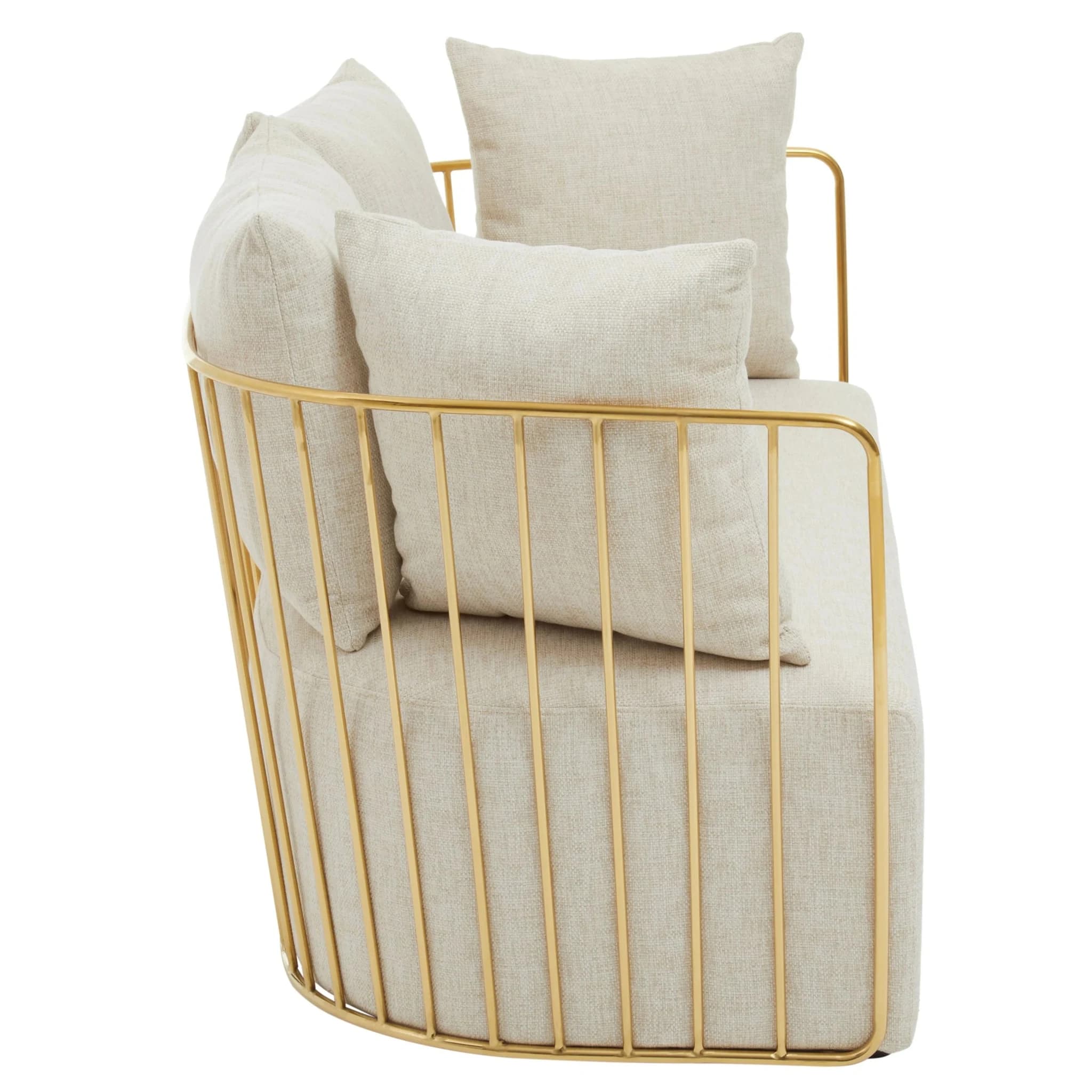 Azalea Natural Fabric and Gold Frame Two Seat Sofa - Seating, photo 3 of 8