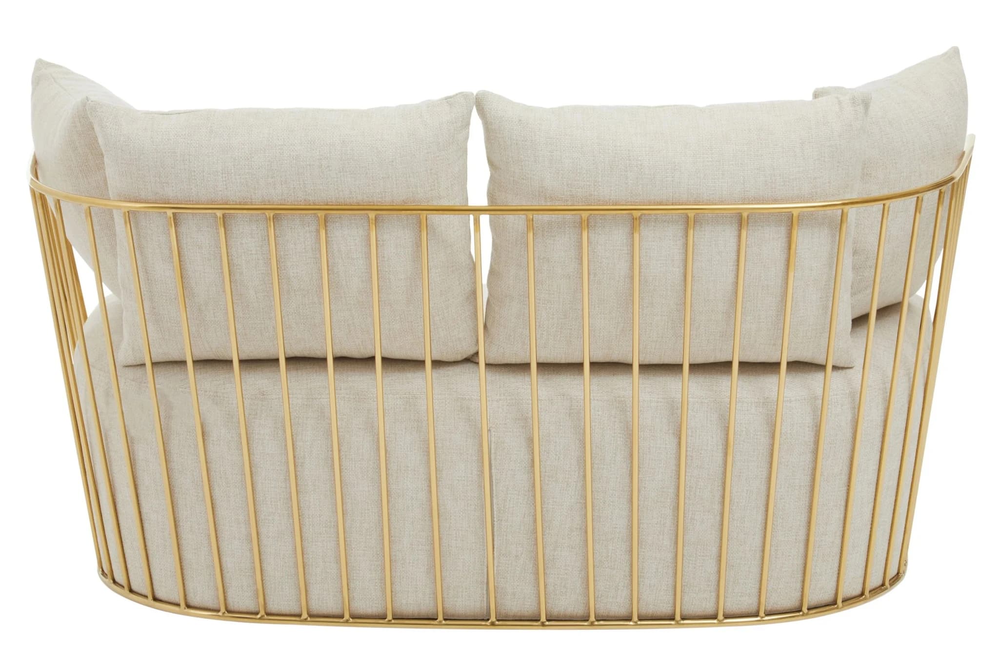 Azalea Natural Fabric and Gold Frame Two Seat Sofa - Seating, photo 2 of 8