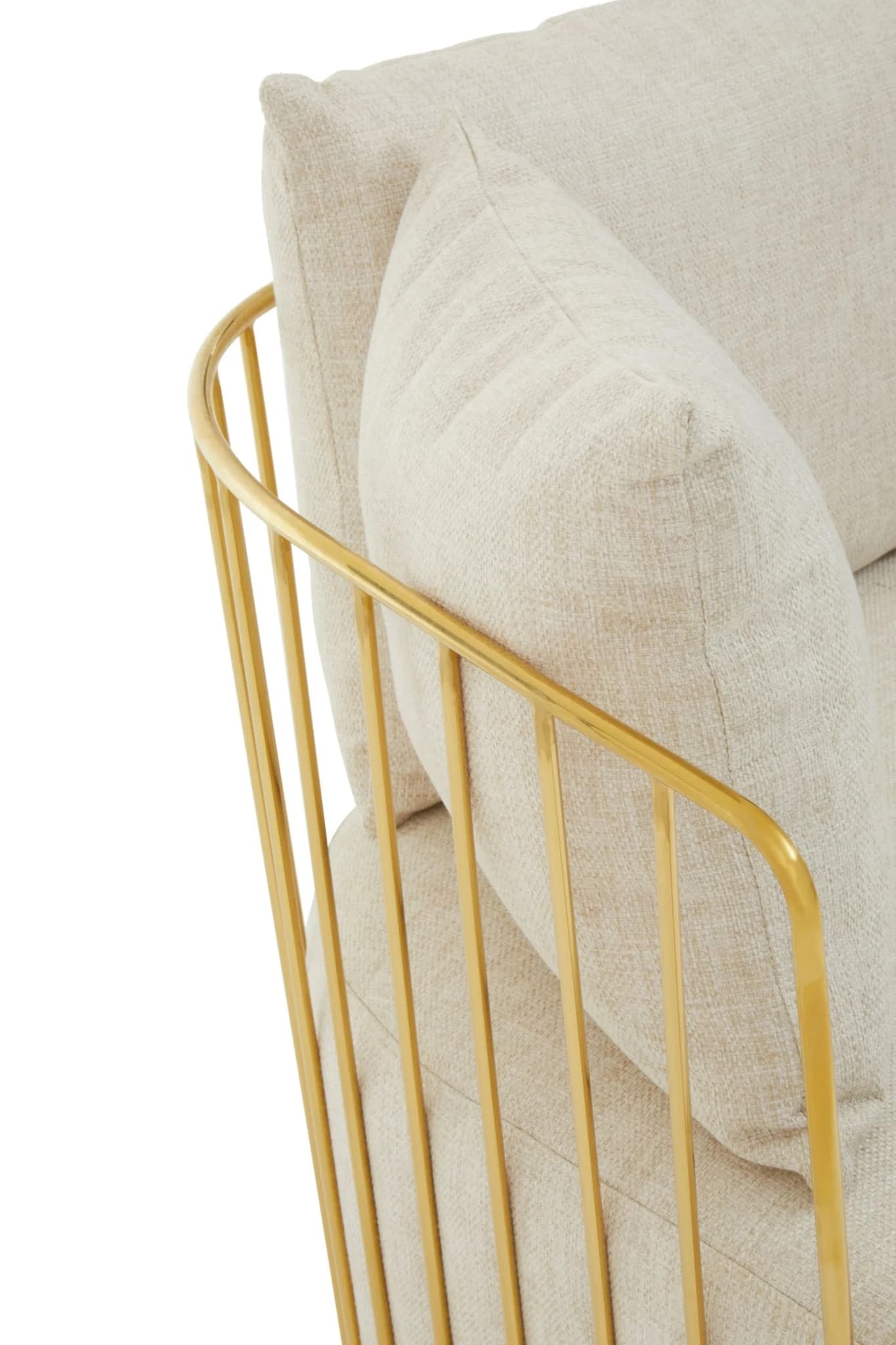 Azalea Natural Fabric and Gold Frame Two Seat Sofa - Seating, photo 7 of 8