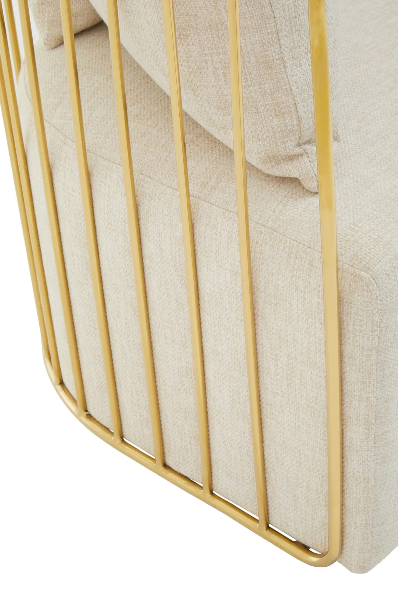 Azalea Natural Fabric and Gold Frame Two Seat Sofa - Seating, photo 6 of 8
