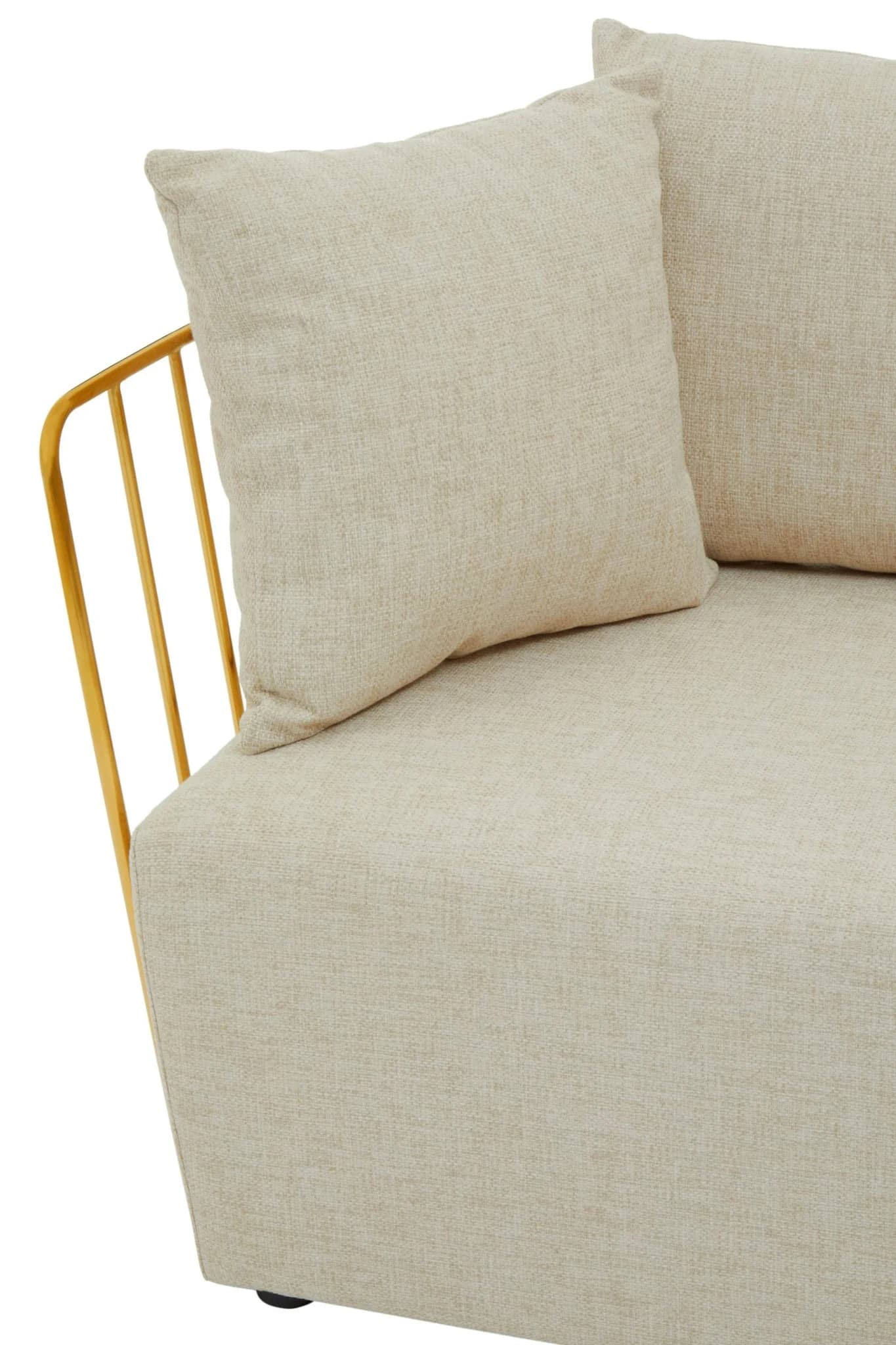 Azalea Natural Fabric and Gold Frame Two Seat Sofa - Seating, photo 5 of 8