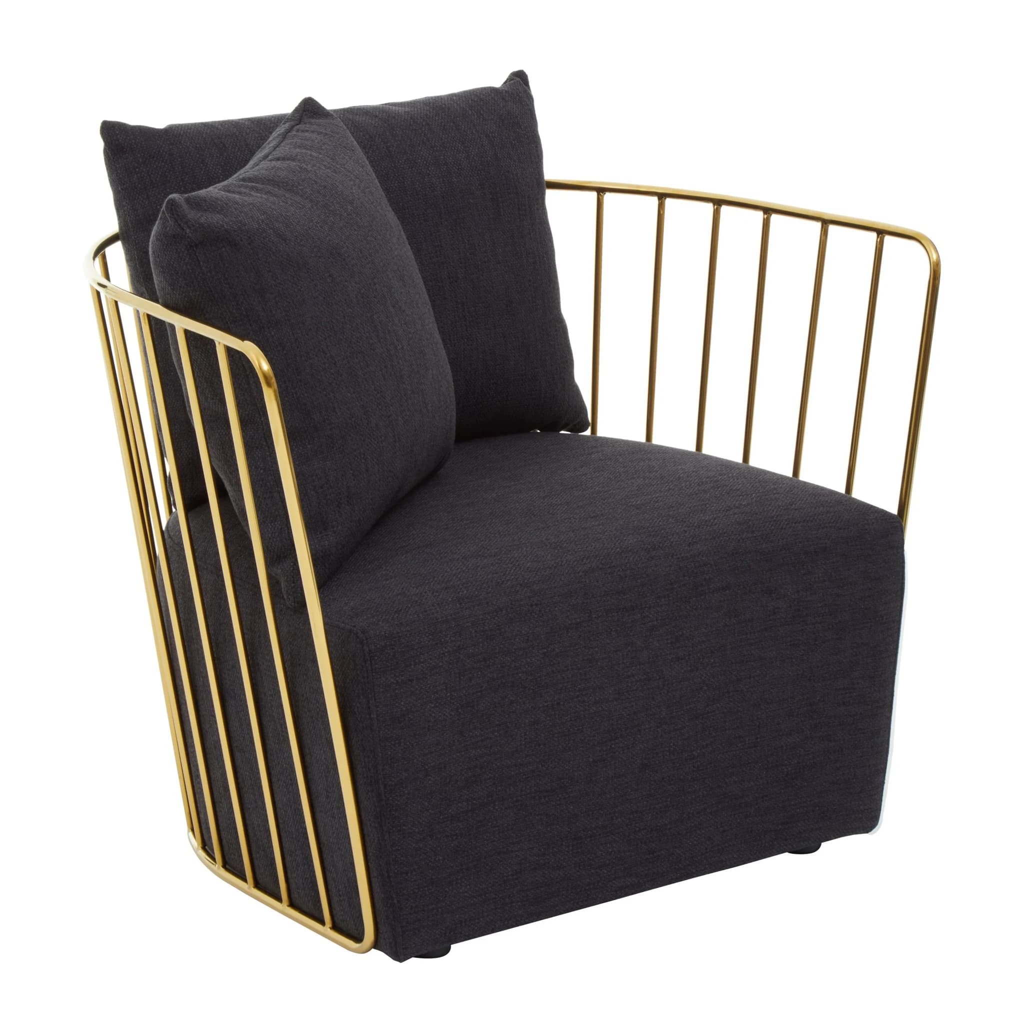 Azalea Black Fabric and Gold Frame Chair - Seating, photo 4 of 8