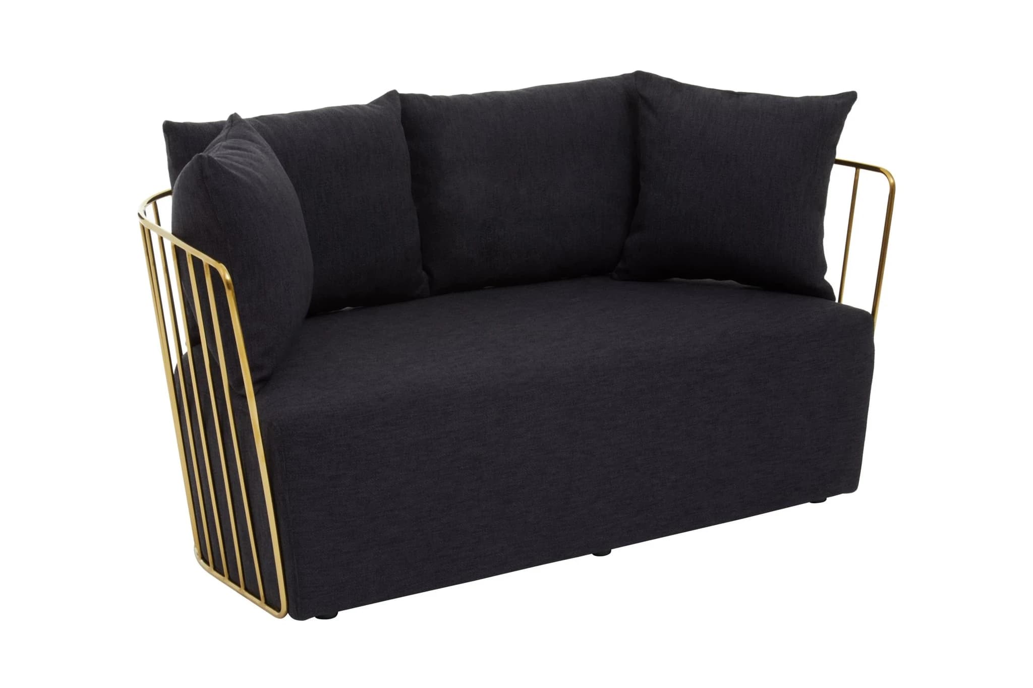 Azalea Black Fabric and Gold Frame 2 Seat Sofa - Seating, photo 4 of 8