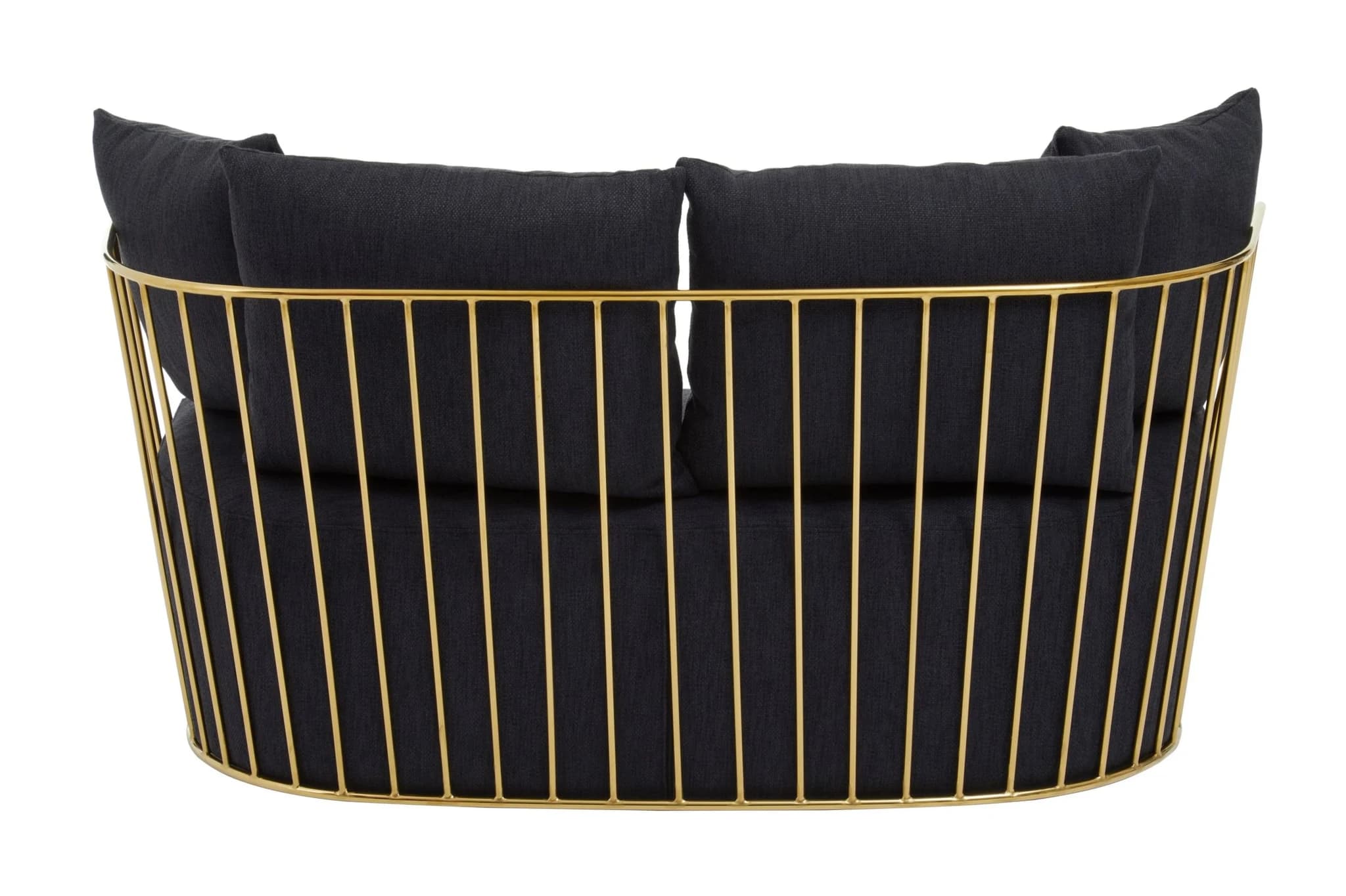 Azalea Black Fabric and Gold Frame 2 Seat Sofa - Seating, photo 2 of 8