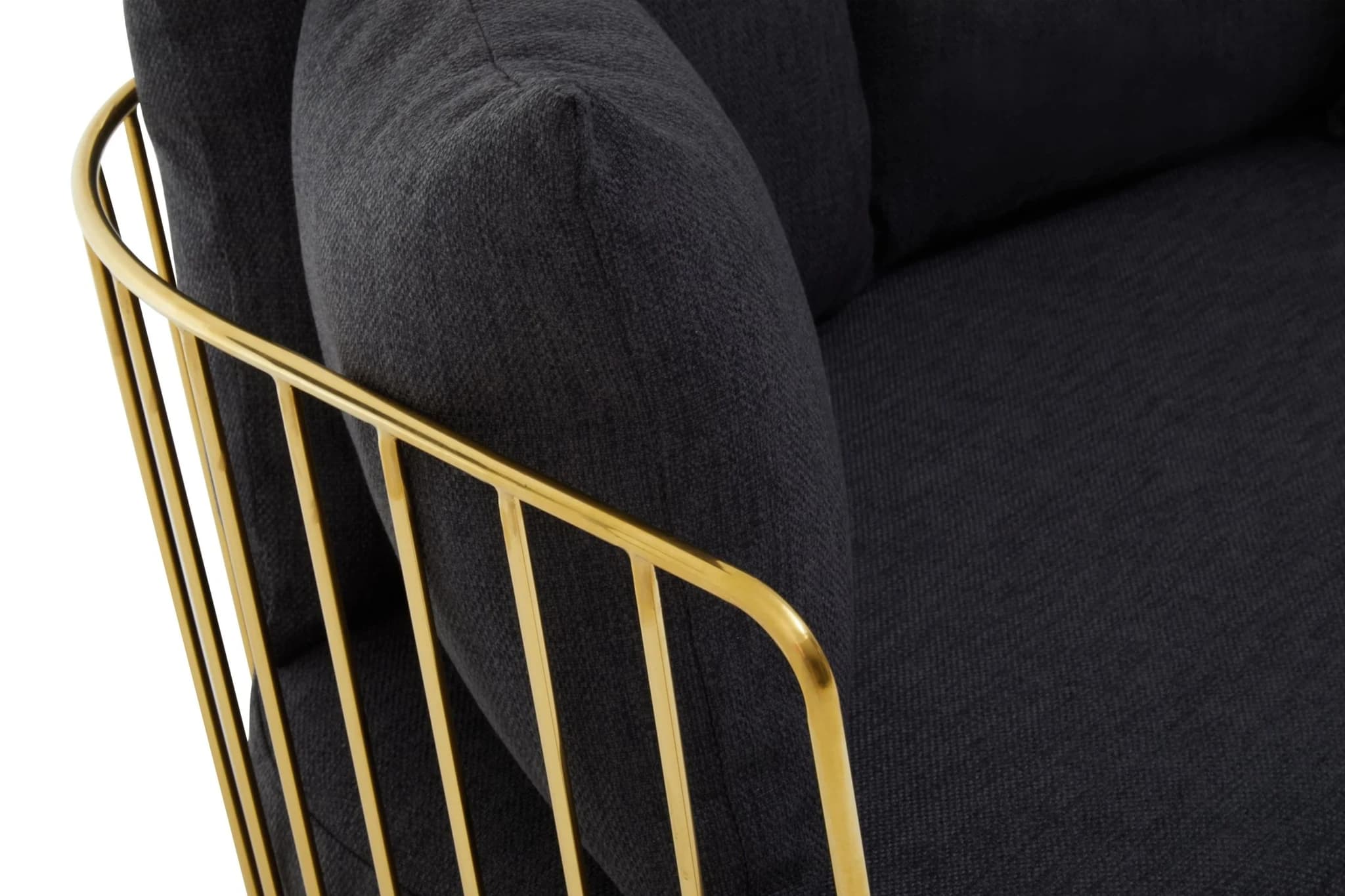 Azalea Black Fabric and Gold Frame 2 Seat Sofa - Seating, photo 6 of 8