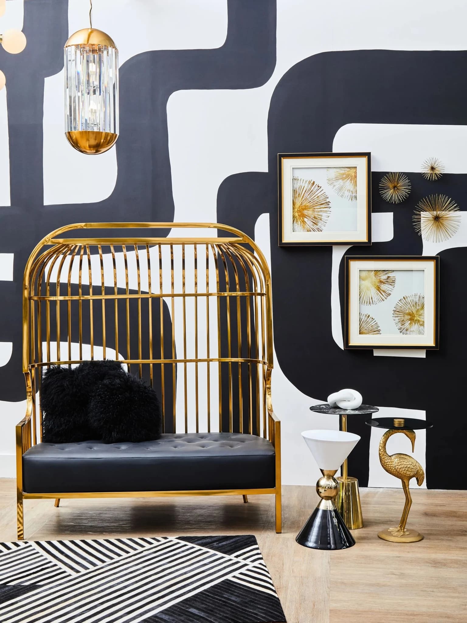 Eliza Gold Dome Cage Two Seat Sofa - Seating, photo 4 of 8