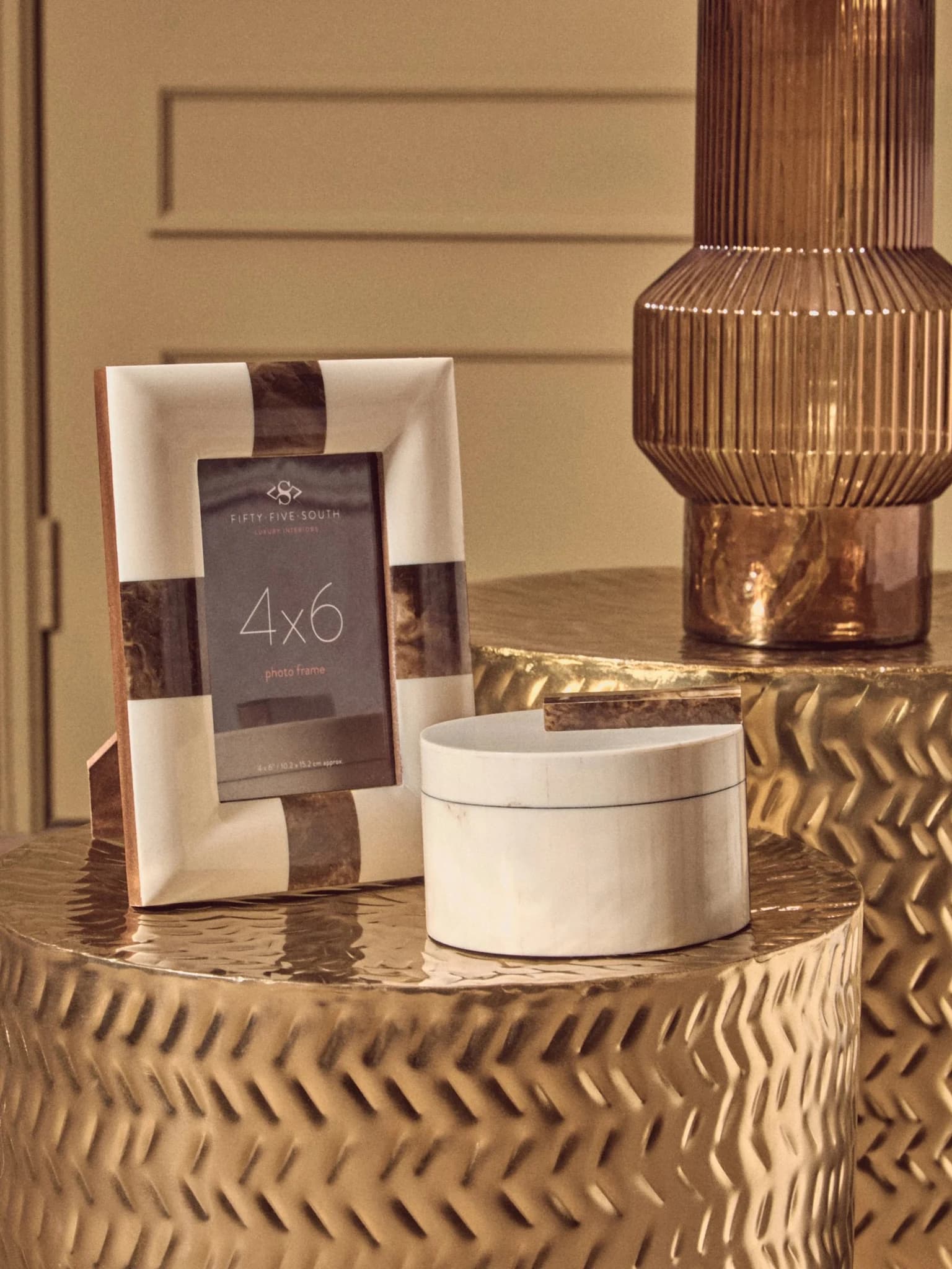 Templar Set of 2 Gold Finish Side Tables and Stools - Seating, photo 3 of 8