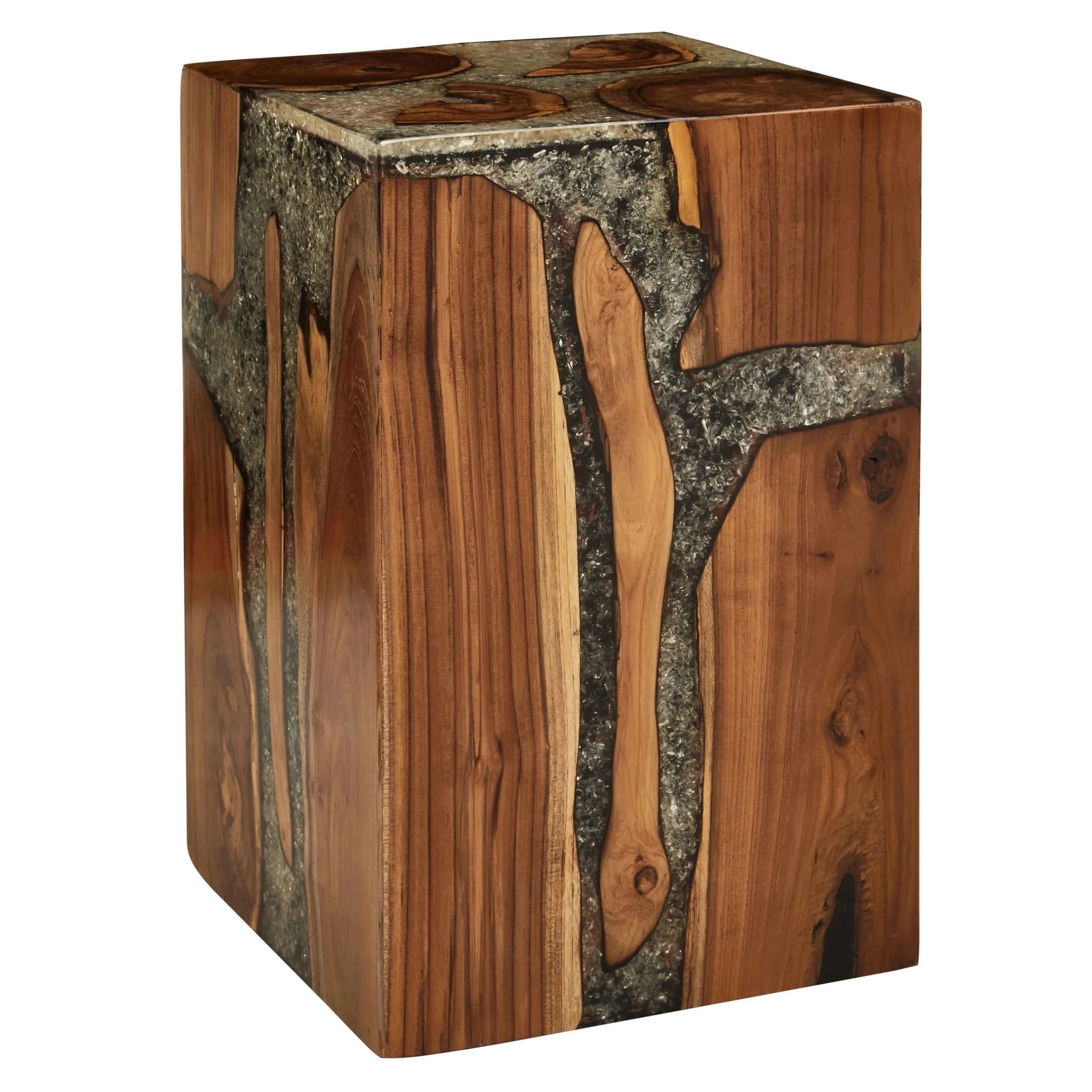 Sakra Teak Wood and Resin Side Table and Stool - Seating, photo 3 of 7