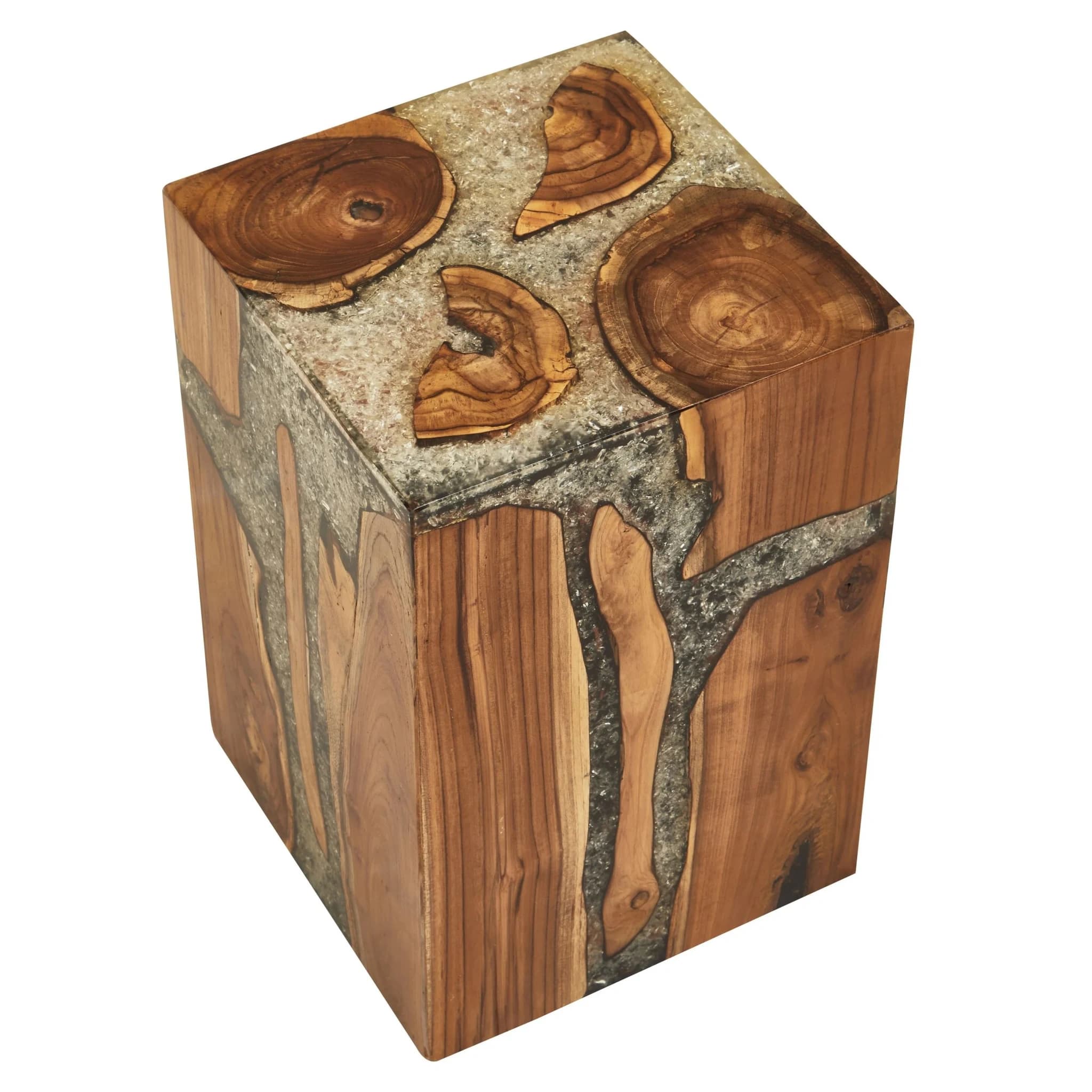 Sakra Teak Wood and Resin Side Table and Stool - Seating, photo 2 of 7
