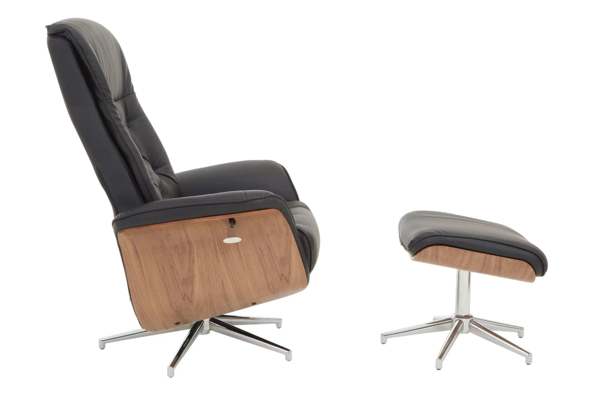 Warrington Black Leather Effect Recliner And Footstool - Seating, photo 7 of 7