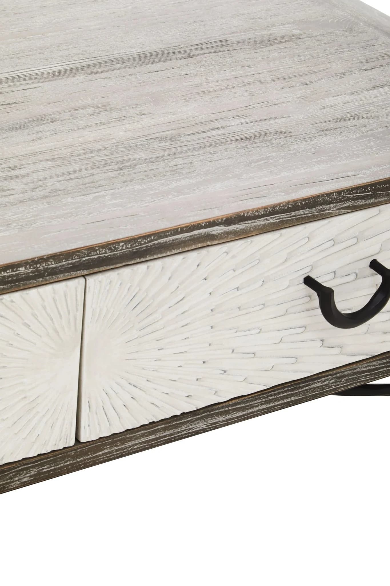 Milan Grey Wash Recycled Elm Wood Coffee Table with Drawers - Tables, photo 7 of 8
