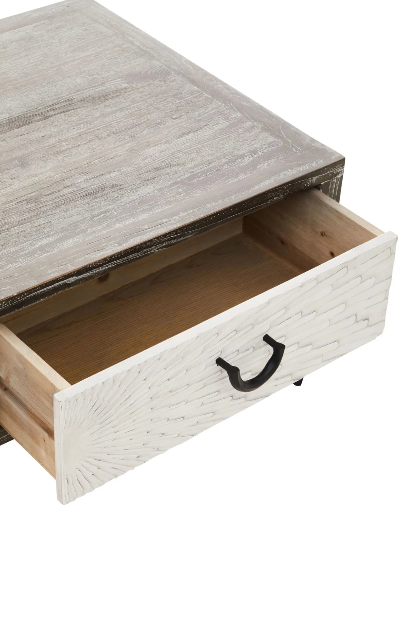 Milan Grey Wash Recycled Elm Wood Coffee Table with Drawers - Tables, photo 6 of 8