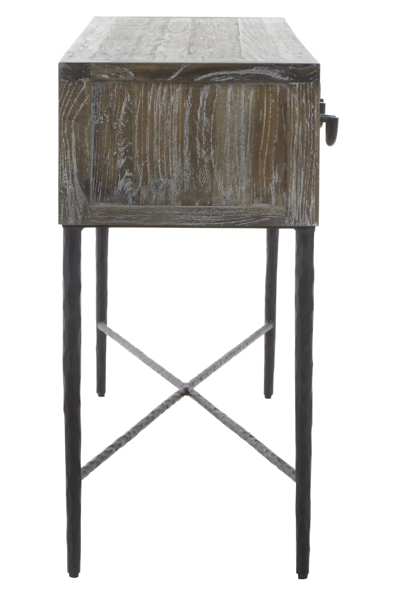 Milan Grey Wash Recycled Elm Wood Console Table with Drawers - Tables, photo 3 of 8