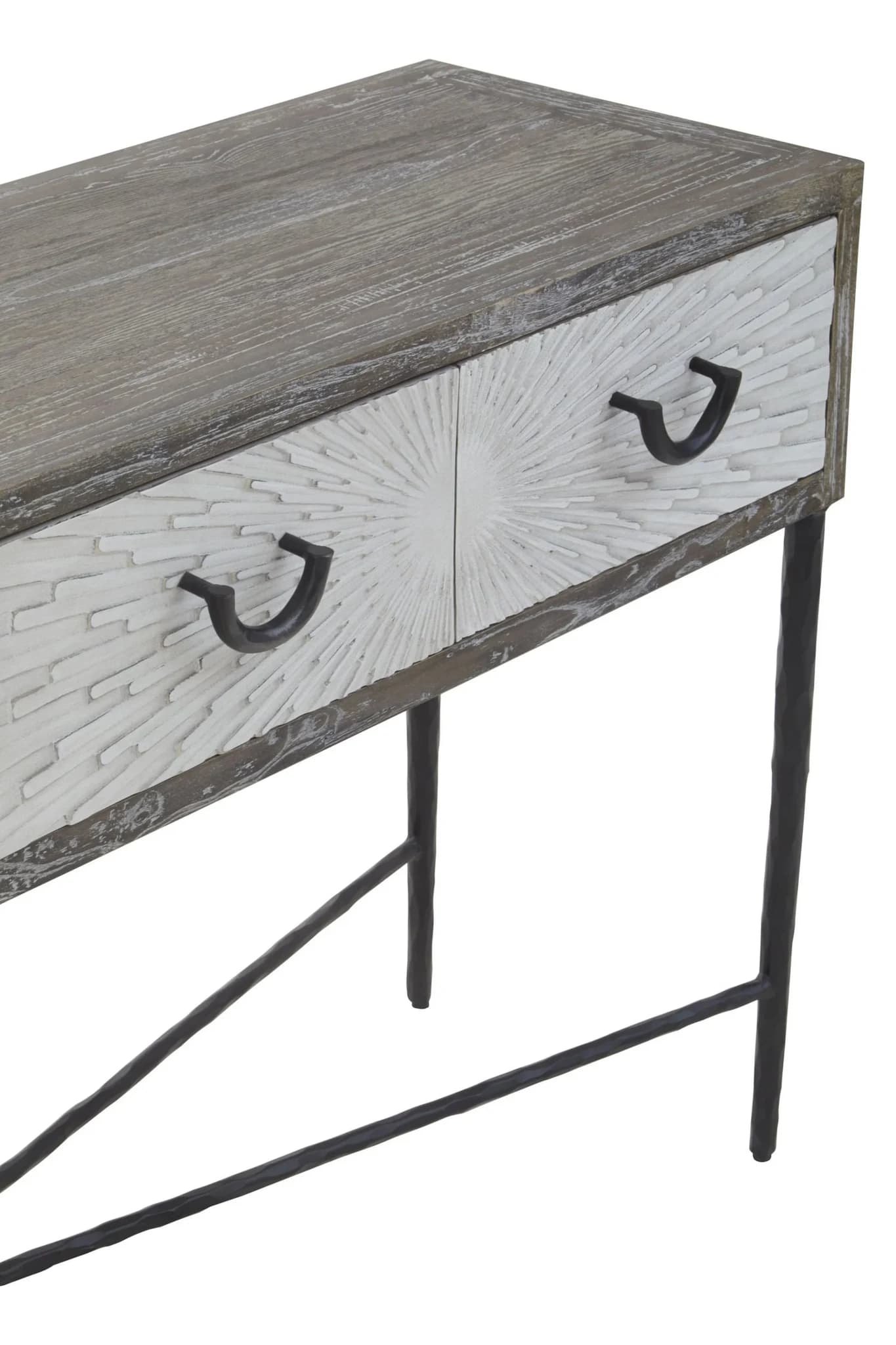 Milan Grey Wash Recycled Elm Wood Console Table with Drawers - Tables, photo 8 of 8