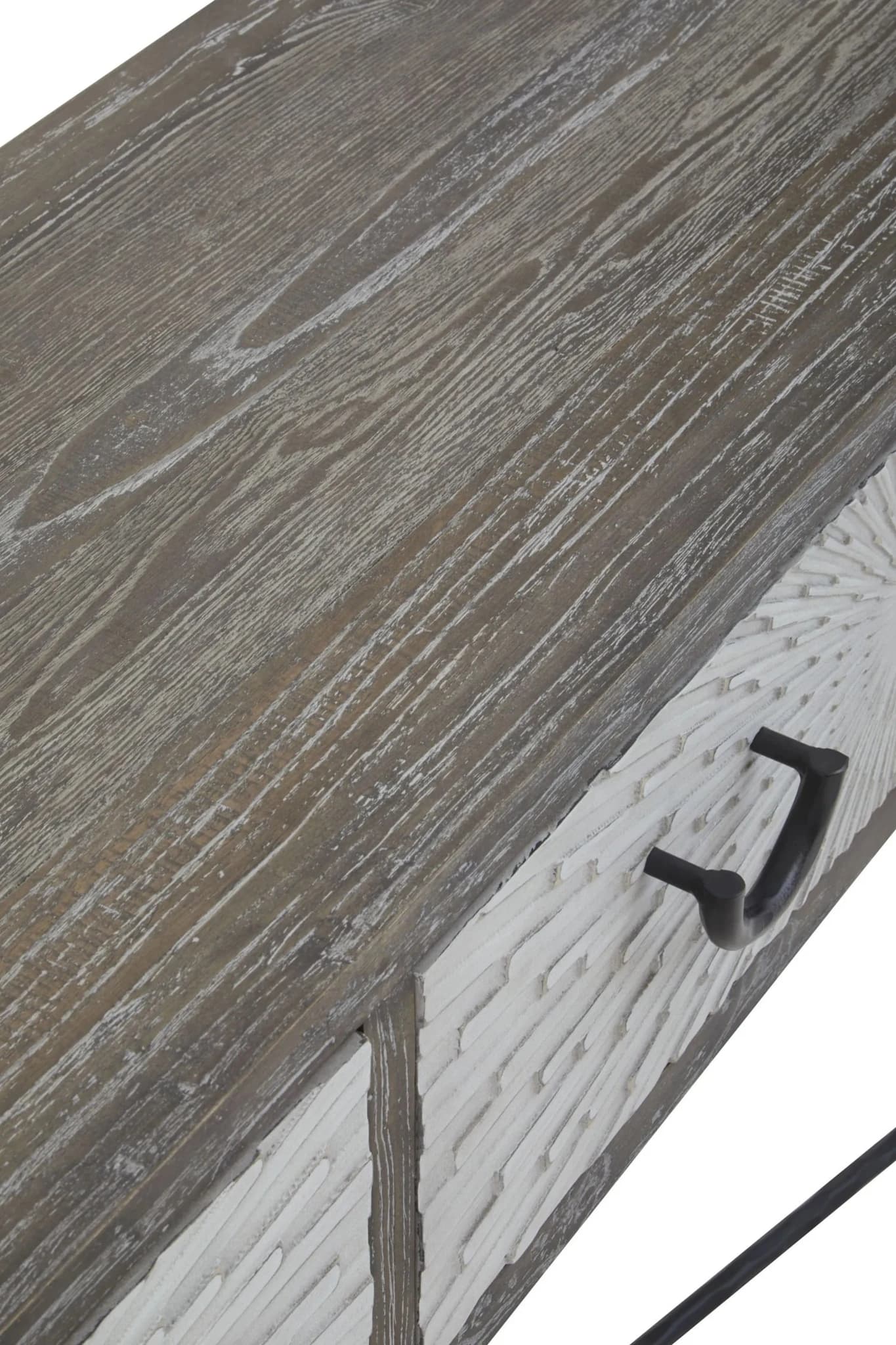 Milan Grey Wash Recycled Elm Wood Console Table with Drawers - Tables, photo 7 of 8