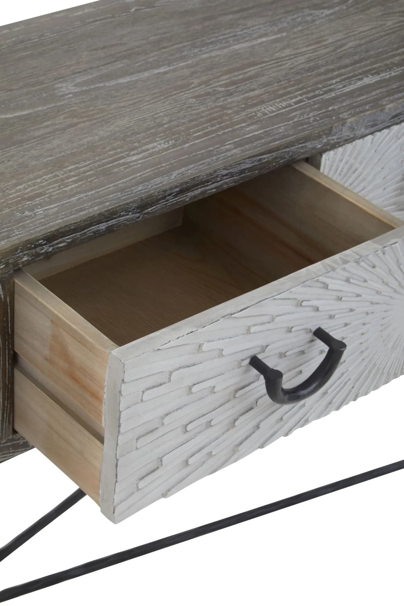 Milan Grey Wash Recycled Elm Wood Console Table with Drawers - Tables, photo 6 of 8