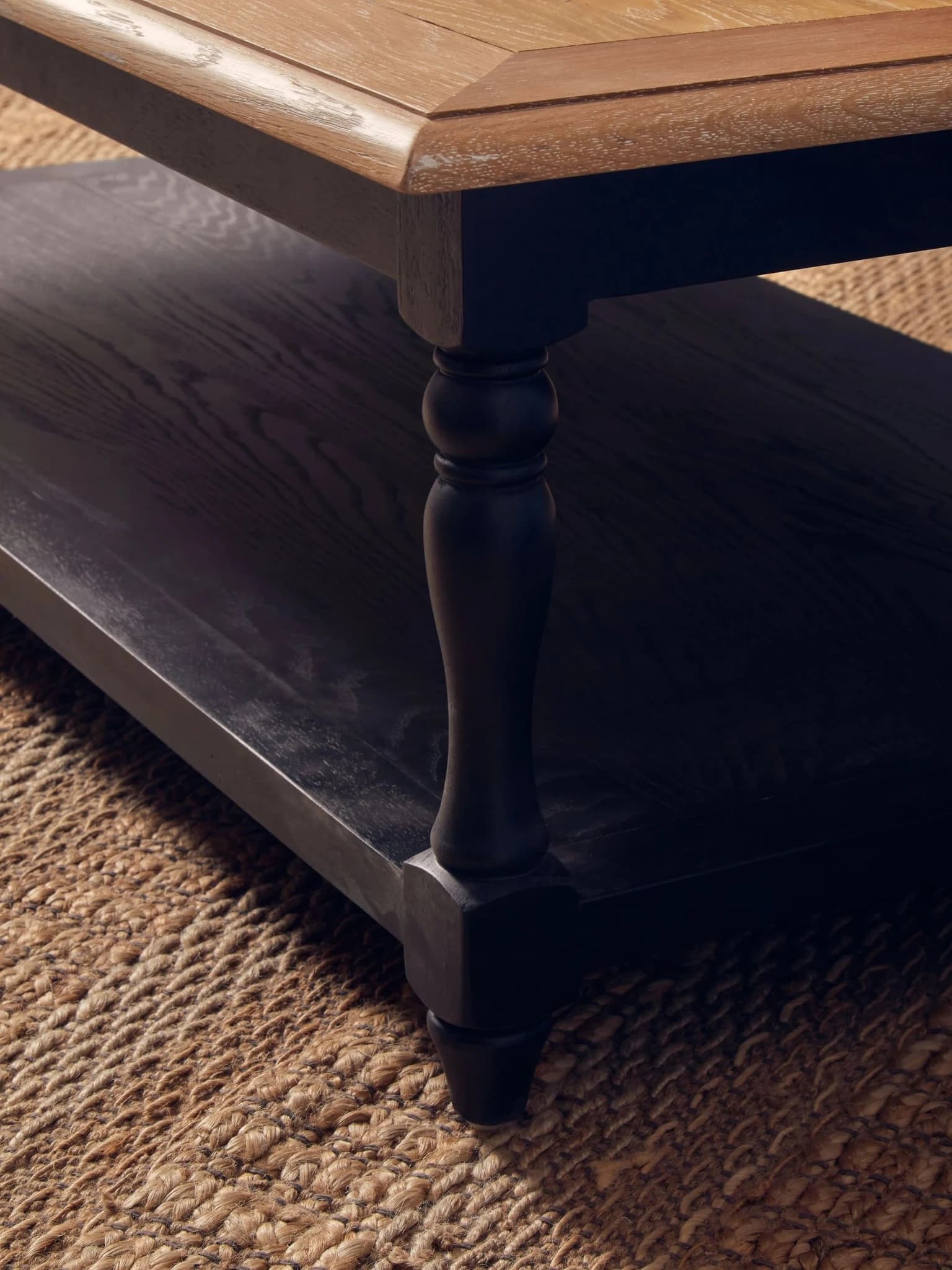Kensington Townhouse Grey Wash and Antique Black Rectangular Coffee Table - Tables, photo 5 of 8