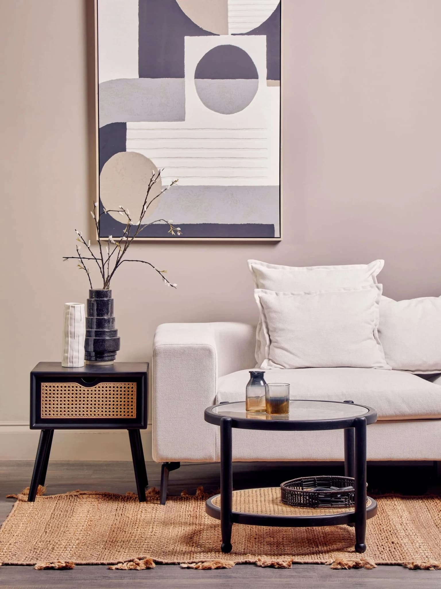Cebu Black Side Table with Rattan Drawer - Tables, photo 8 of 8