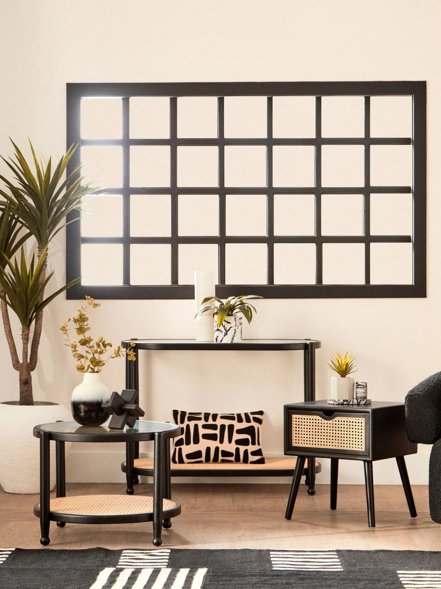 Cebu Black Side Table with Rattan Drawer - Tables, photo 2 of 8