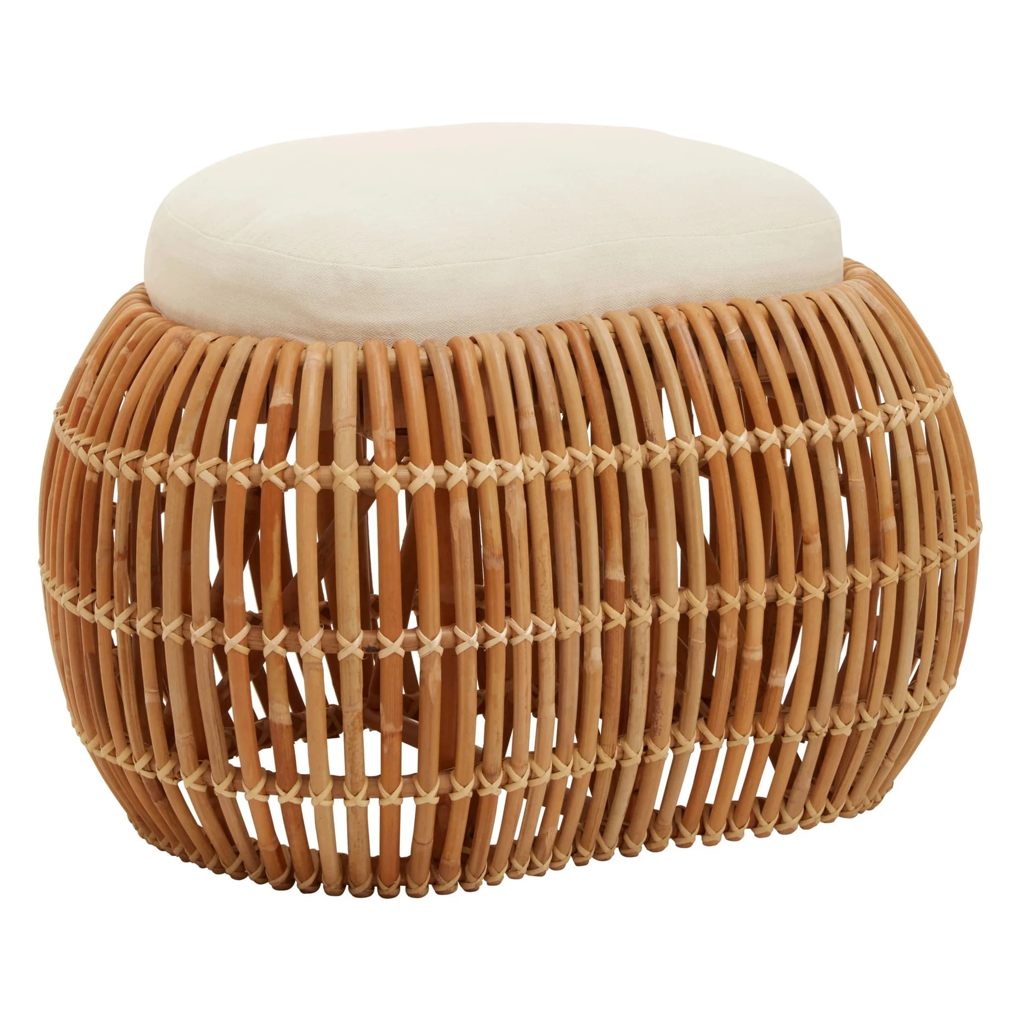 Manado Natural Rattan Bean Shaped Bench with Cream Cushion - Furniture, photo 4 of 6