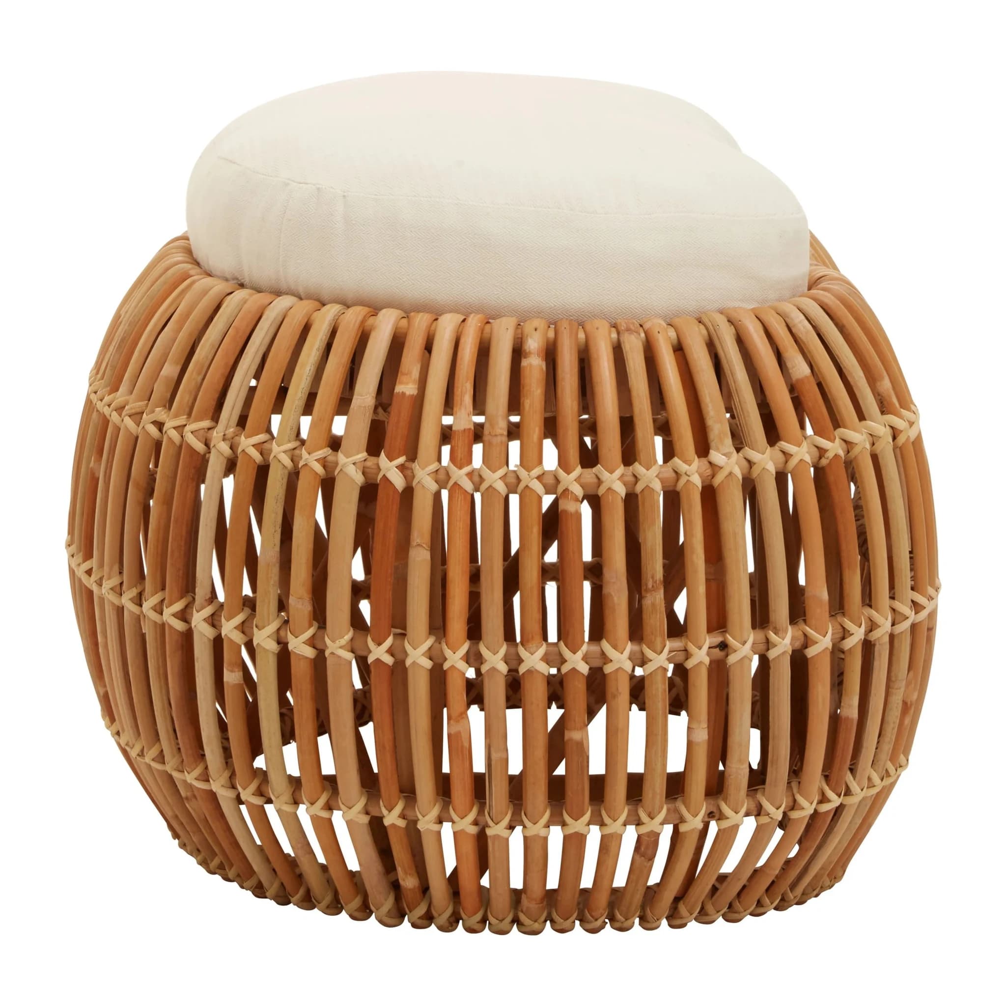 Manado Natural Rattan Bean Shaped Bench with Cream Cushion - Furniture, photo 3 of 6
