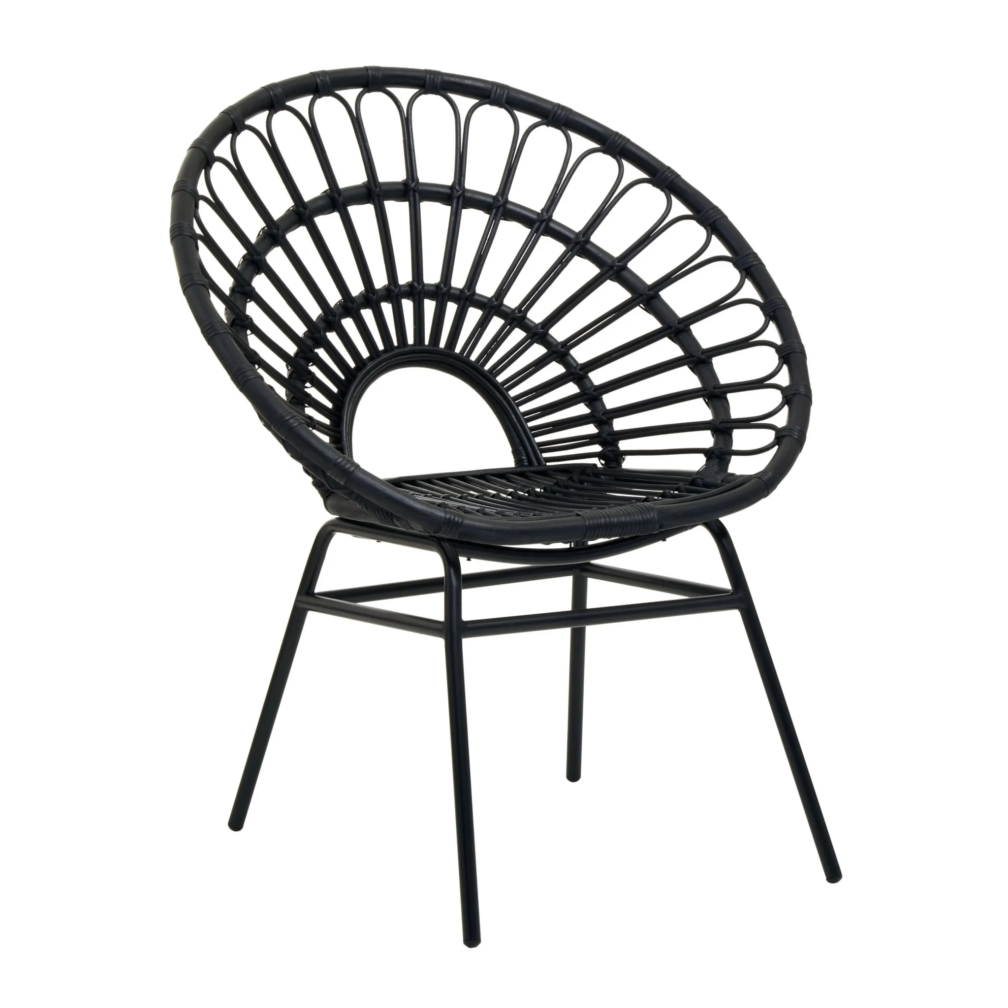 Java Black Rattan Round Back Accent Chair - Seating, photo 7 of 8