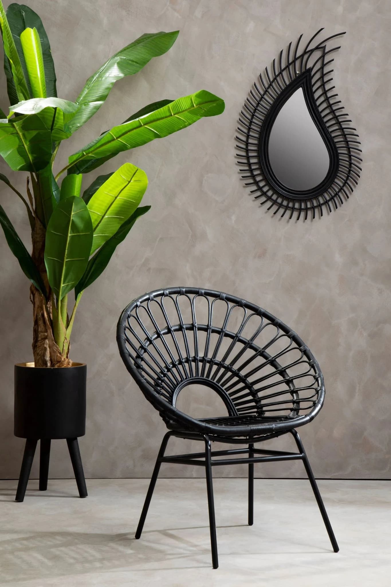Java Black Rattan Round Back Accent Chair - Seating, photo 4 of 8