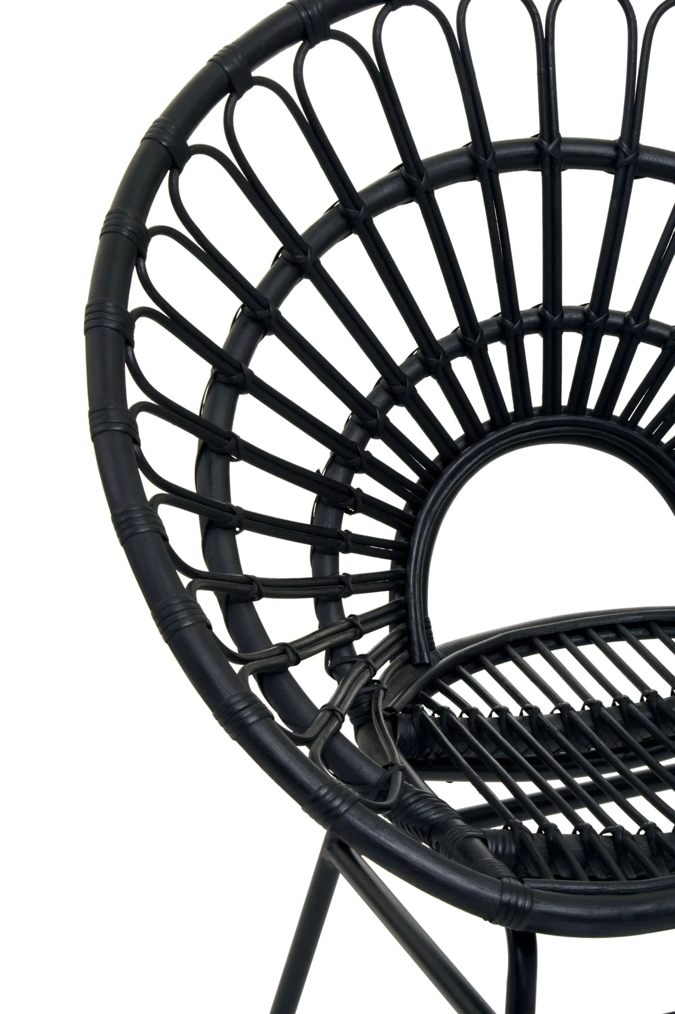 Java Black Rattan Round Back Accent Chair - Seating, photo 8 of 8