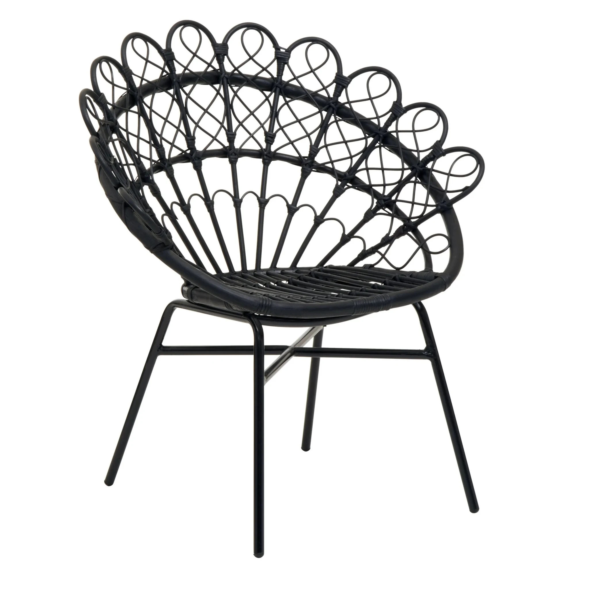 Java Black Rattan Peacock Accent Chair - Seating, photo 5 of 8