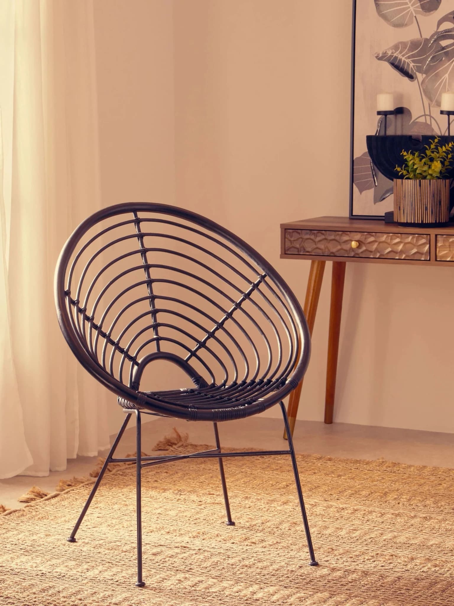 Java Black Rattan Round Chair - Seating, photo 3 of 8