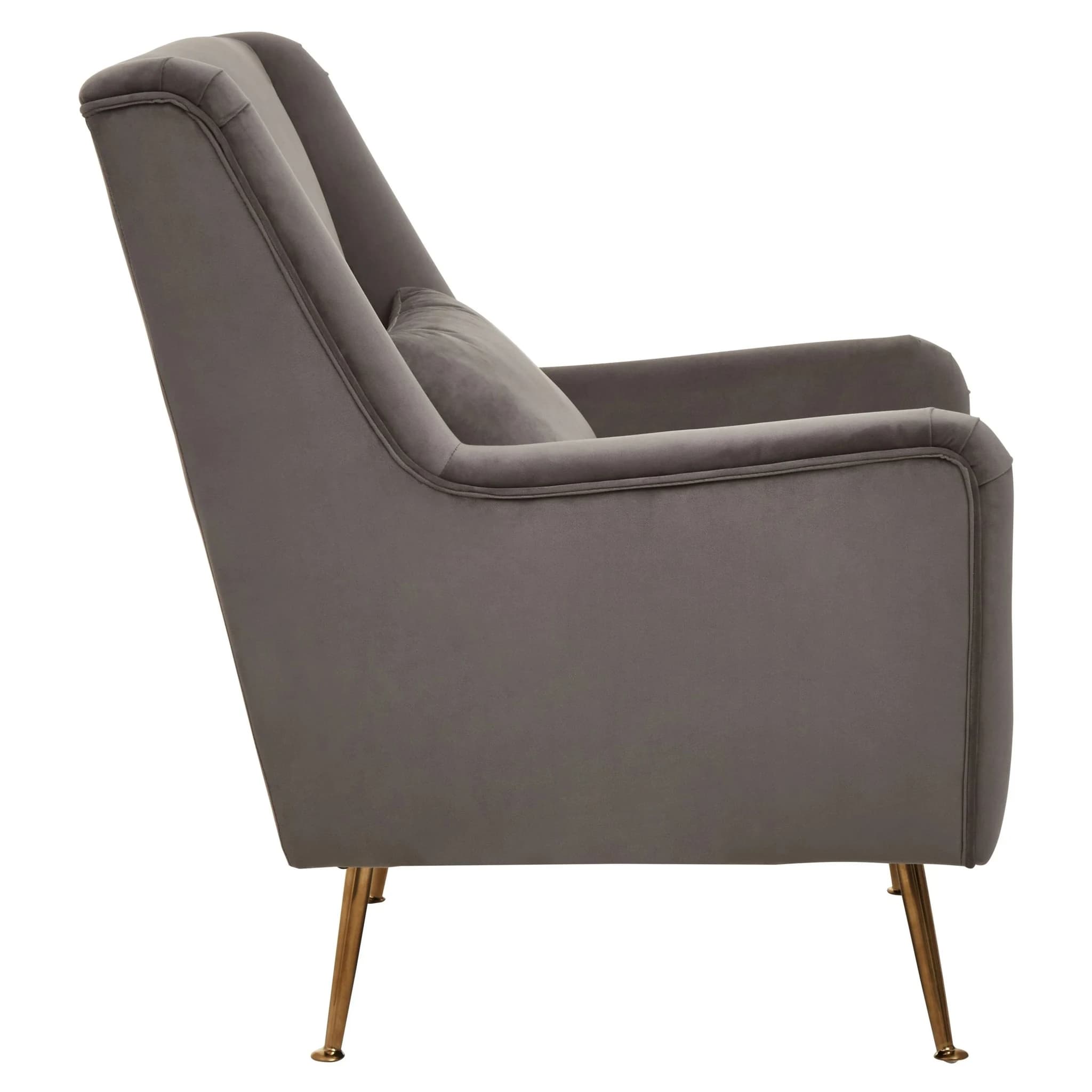 Doucet Grey Velvet Chair With Gold Finish Legs - Seating, photo 3 of 8