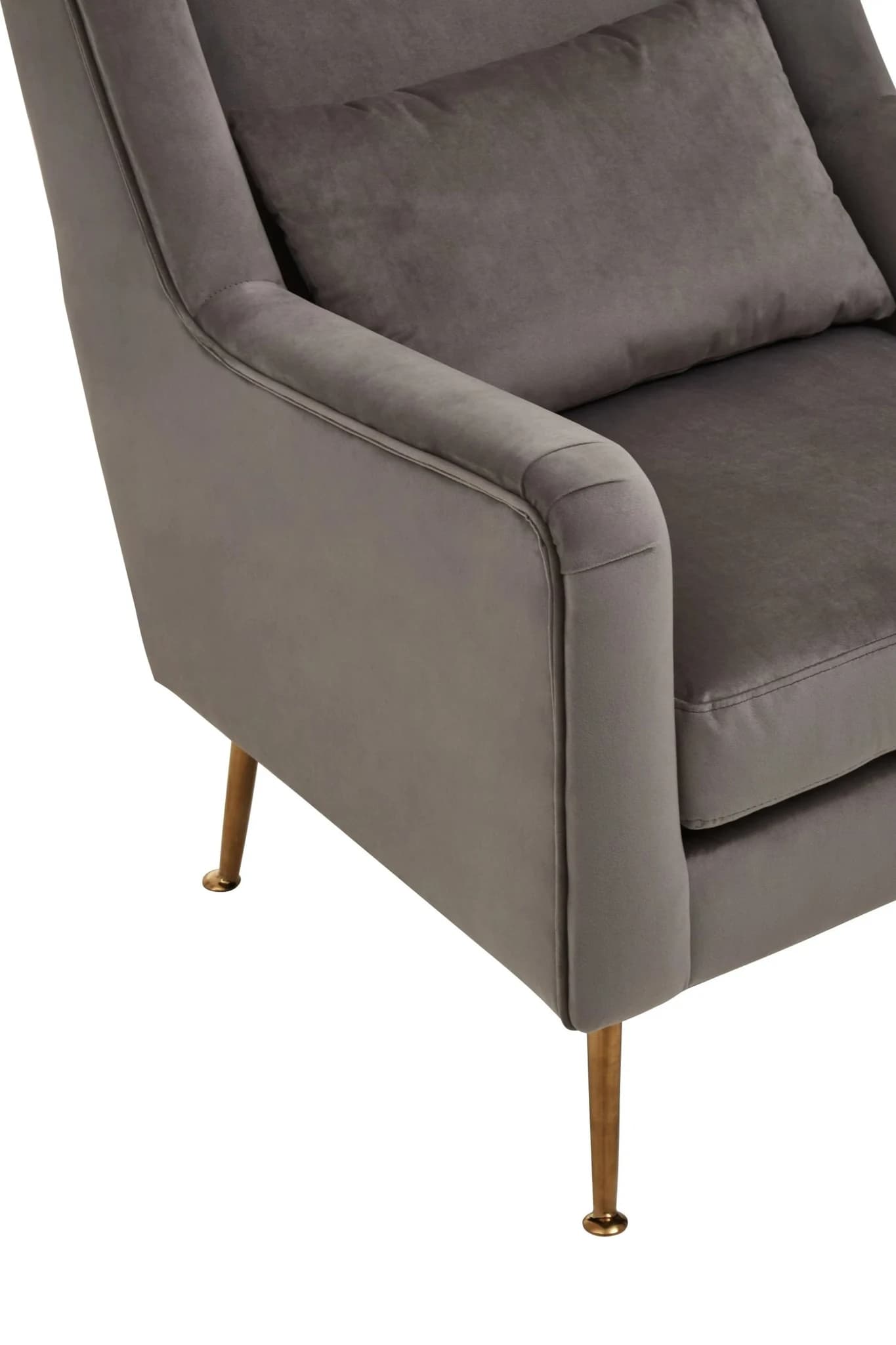 Doucet Grey Velvet Chair With Gold Finish Legs - Seating, photo 8 of 8