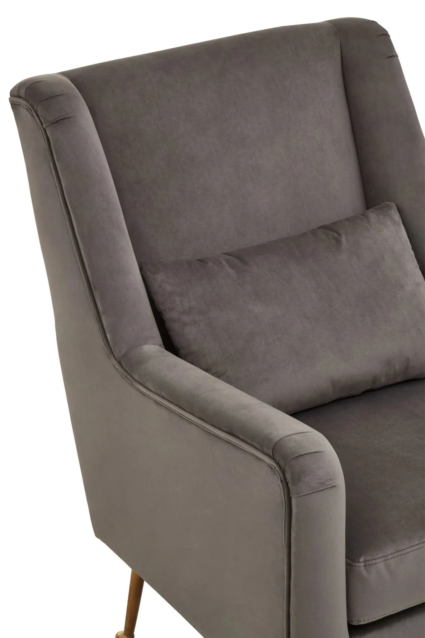 Doucet Grey Velvet Chair With Gold Finish Legs - Seating, photo 7 of 8