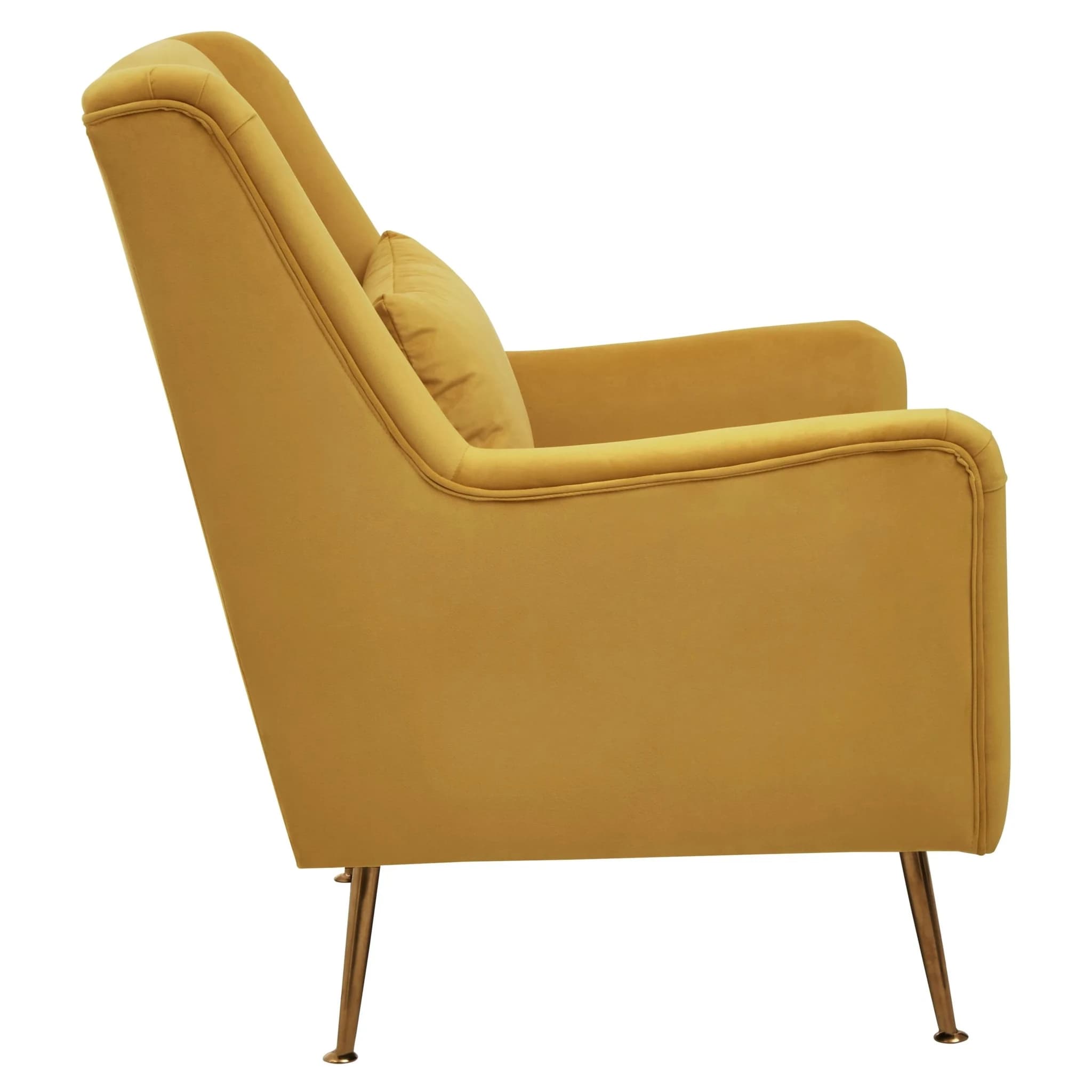 Doucet Yellow Velvet Chair With Gold Finish Legs - Seating, photo 3 of 8