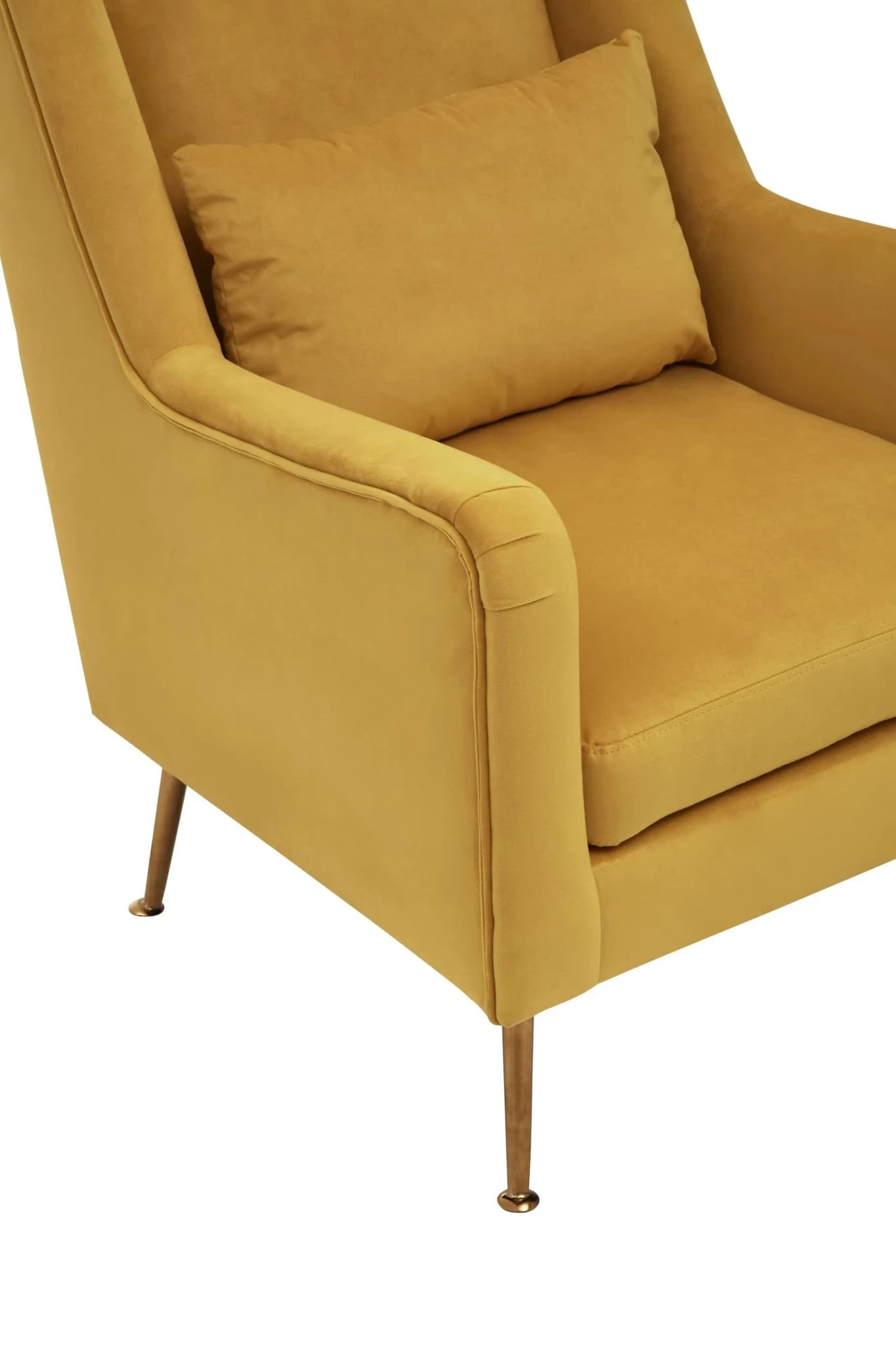 Doucet Yellow Velvet Chair With Gold Finish Legs - Seating, photo 8 of 8