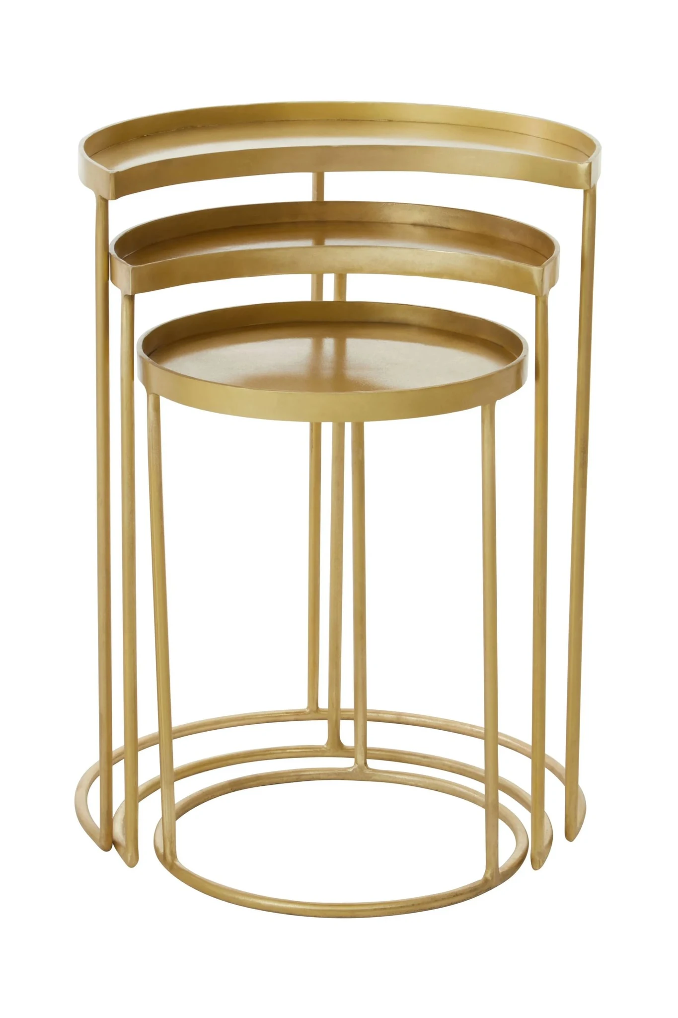 Suar Antique Brass Finish Set of 3 Nesting Tables - Tables, photo 3 of 8