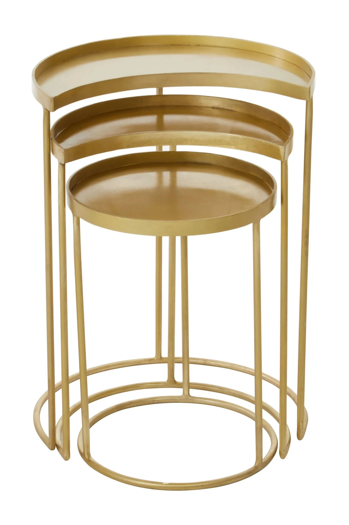 Suar Antique Brass Finish Set of 3 Nesting Tables - Tables, photo 2 of 8