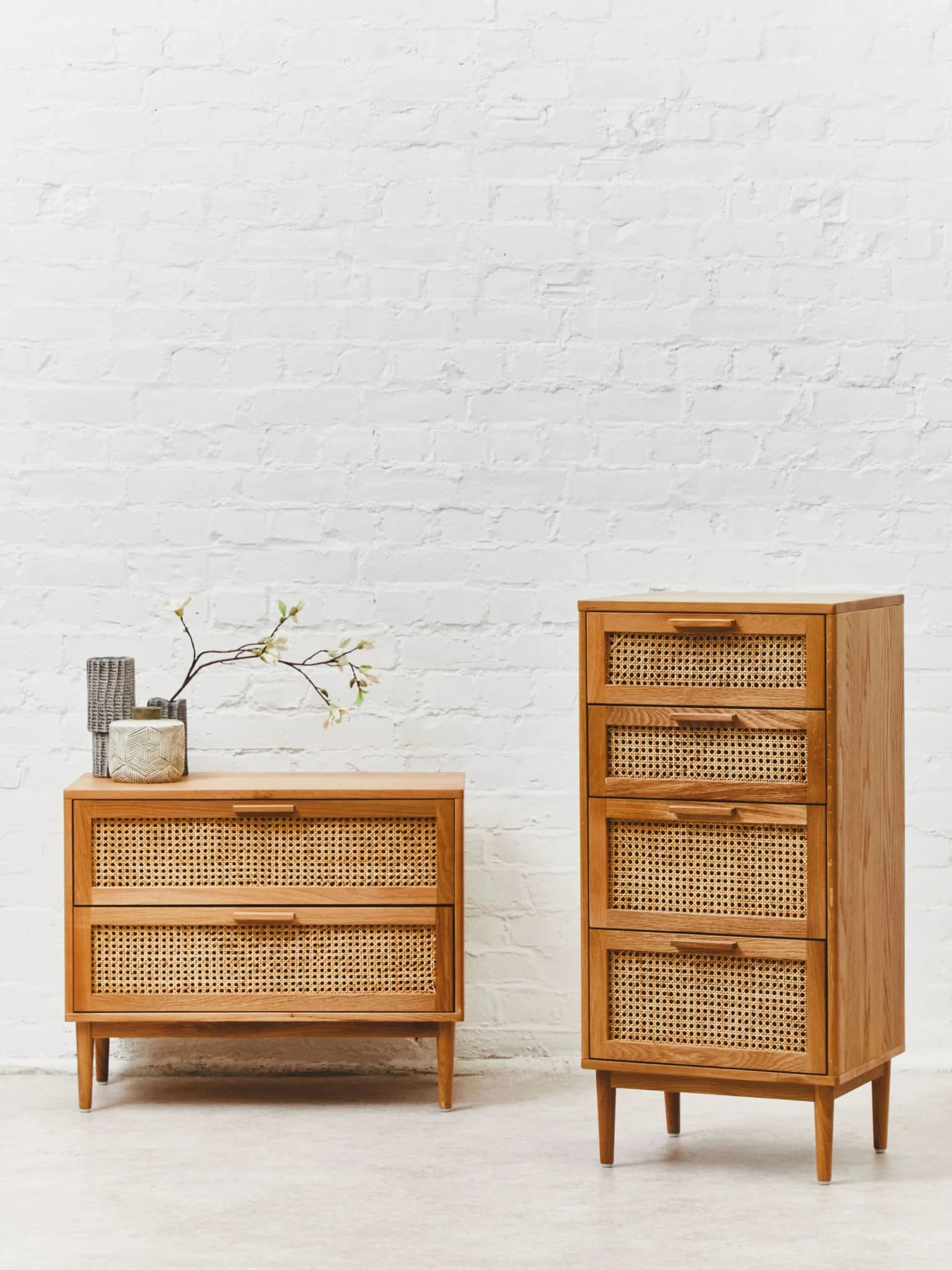 Lyon Rattan and Oak Wood Chest of Four Drawers - Furniture, photo 5 of 8