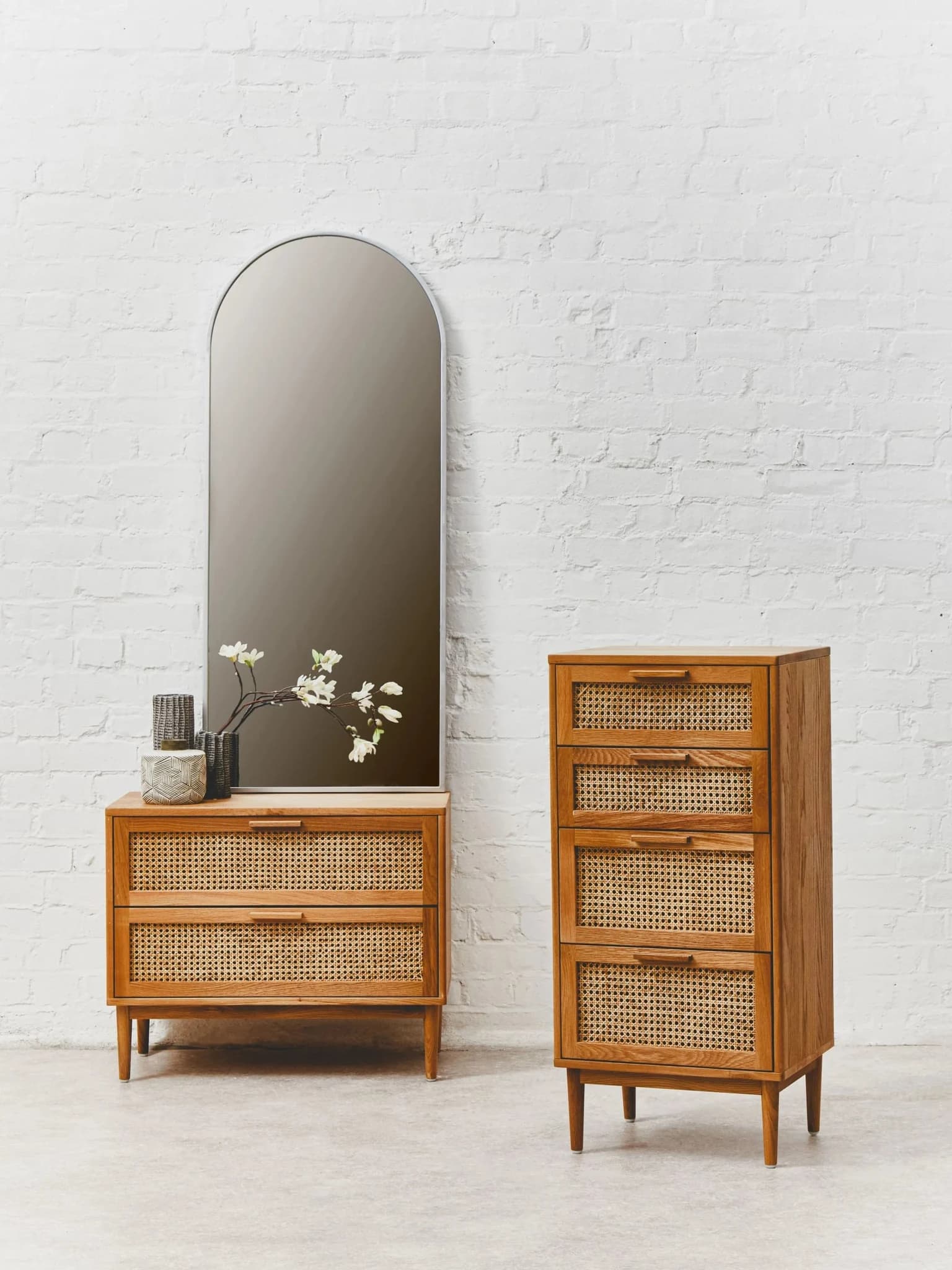 Lyon Rattan and Oak Wood Chest of Four Drawers - Furniture, photo 3 of 8