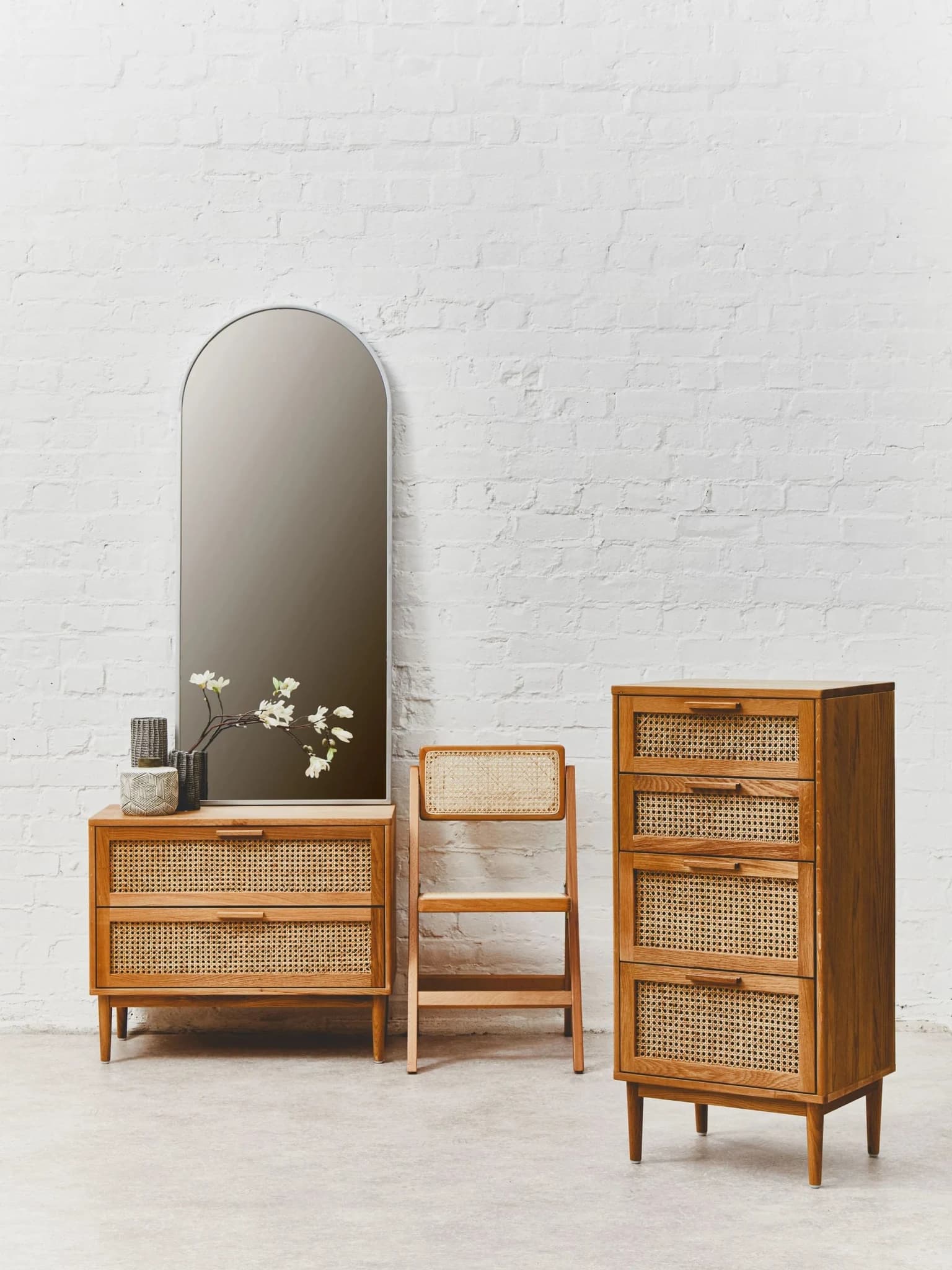 Lyon Rattan and Oak Wood Chest of Four Drawers - Furniture, photo 2 of 8