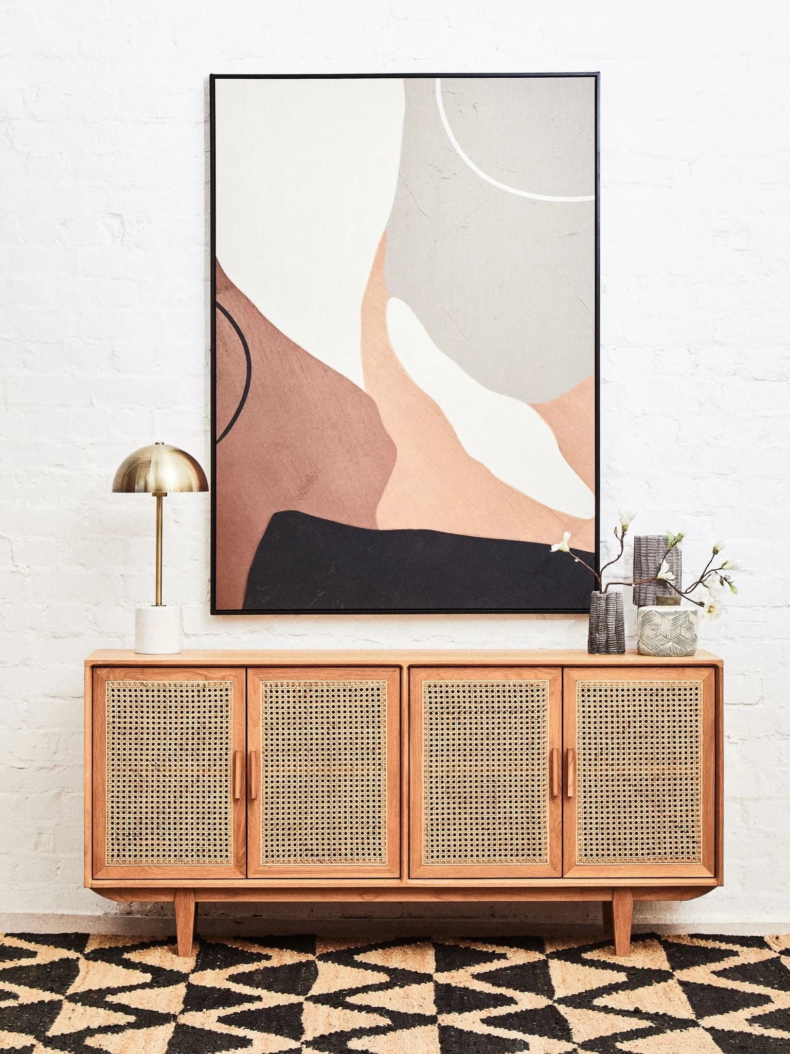 Lyon Rattan and Oak Wood 4 Door Sideboard - Bookcases & shelving, photo 7 of 8