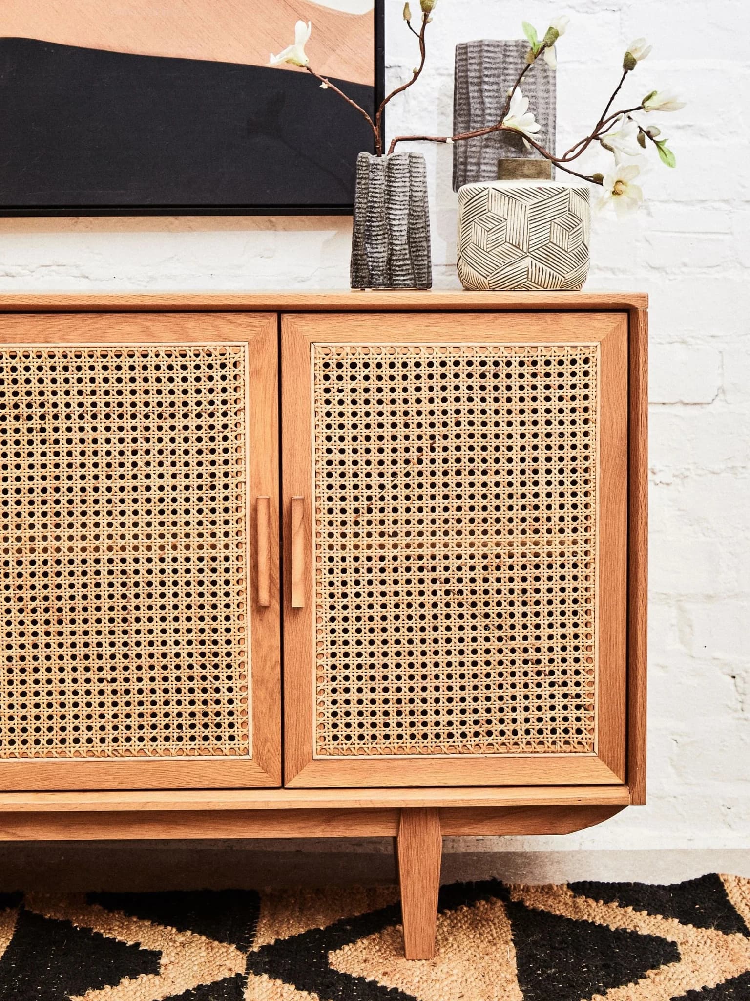 Lyon Rattan and Oak Wood 4 Door Sideboard - Bookcases & shelving, photo 5 of 8
