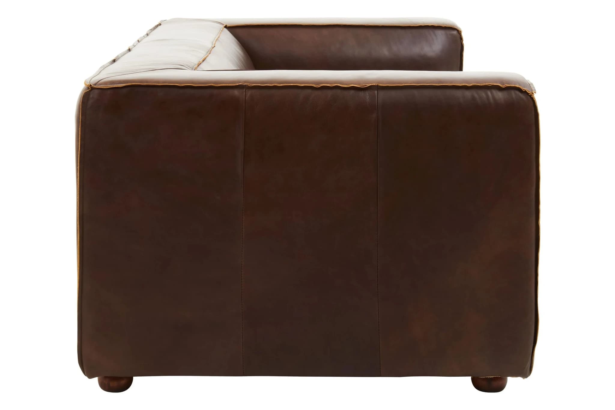 King Antique Brown Two Seater Leather Sofa - Seating, photo 3 of 8