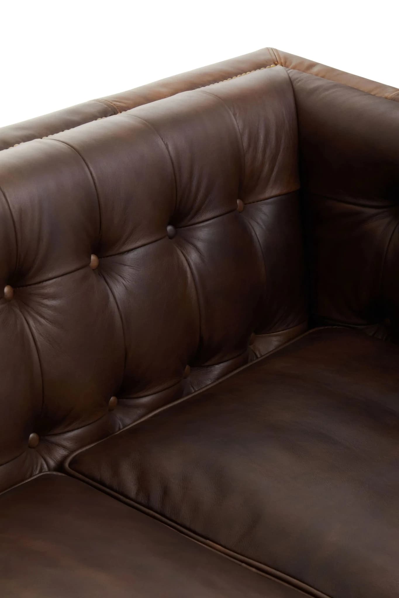 King Dark Brown Leather Three Seat Modern Chesterfield Sofa - Seating, photo 7 of 8