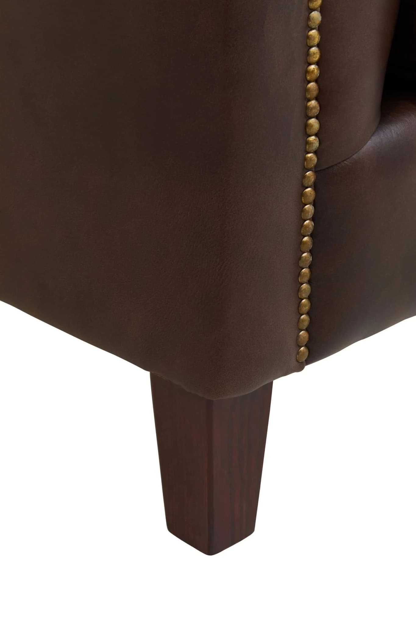 King Dark Brown Leather Three Seat Modern Chesterfield Sofa - Seating, photo 5 of 8